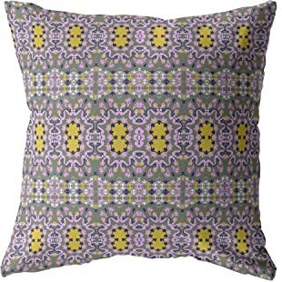 Amrita Sen Geo Flowers Double Sided Suede Pillow, Zippered, Purple