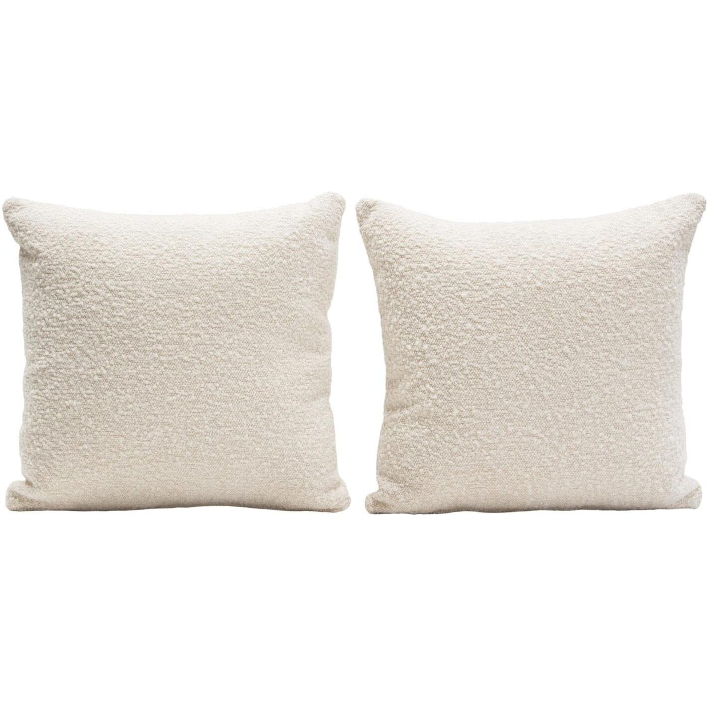Diamond Sofa Luxurious Soft Comfy Square Accent Pillows in Bone Boucle Dual-Side Textured Fabric for Sofa, Bed & Couch - 16", Set of (2)