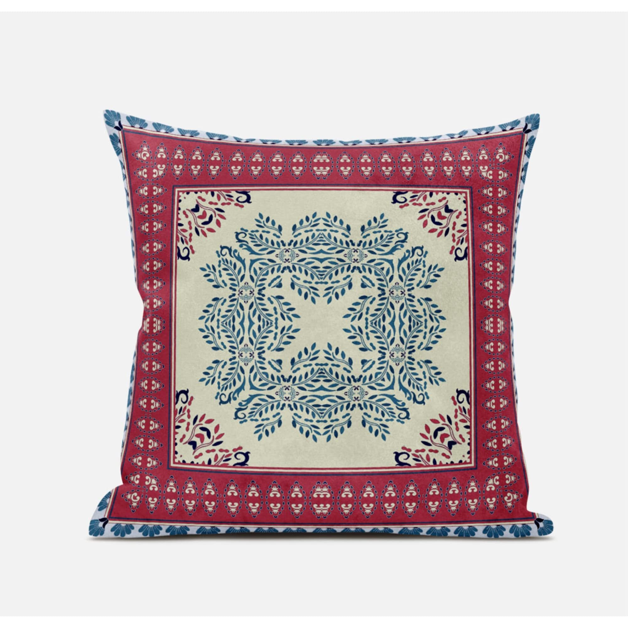 Amrita Sen Window Wreath Palace Suede Blown and Closed Pillow in Blue Gray