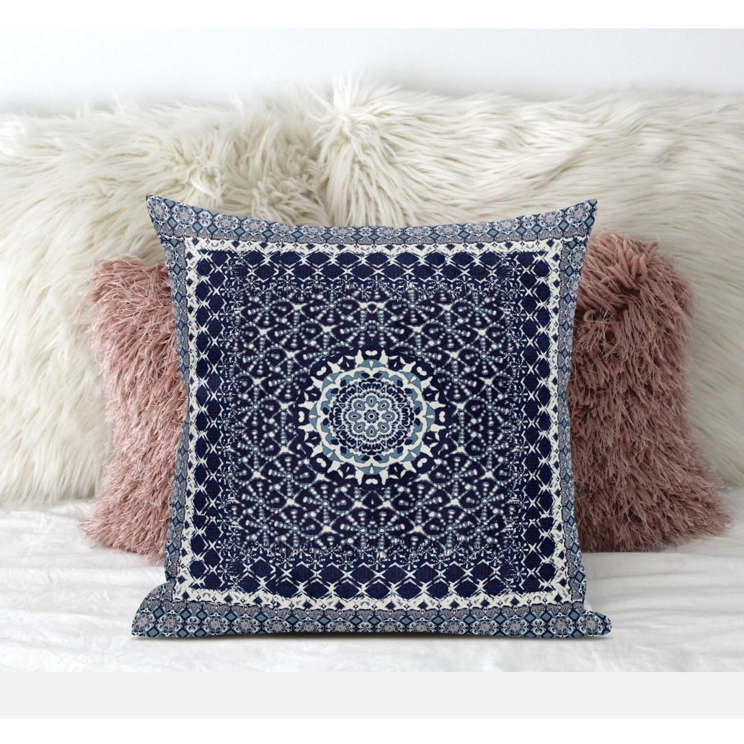 Amrita Sen Holy Tie Die Flower Suede Blown and Closed Pillow in Sea Green Red