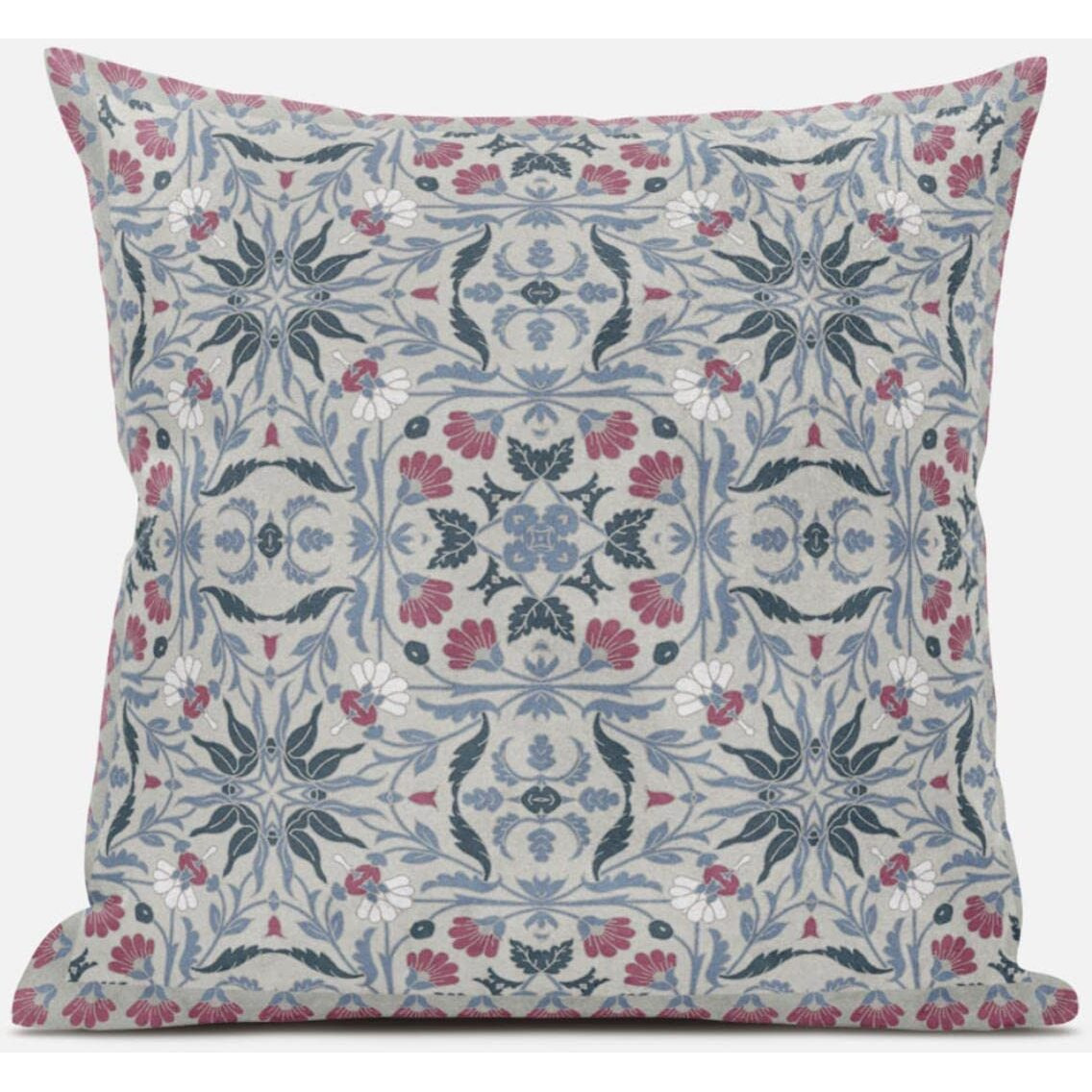 Amrita Sen Jahan Paisley Suede Blown and Closed Pillow in Muted Green Grey Indigo