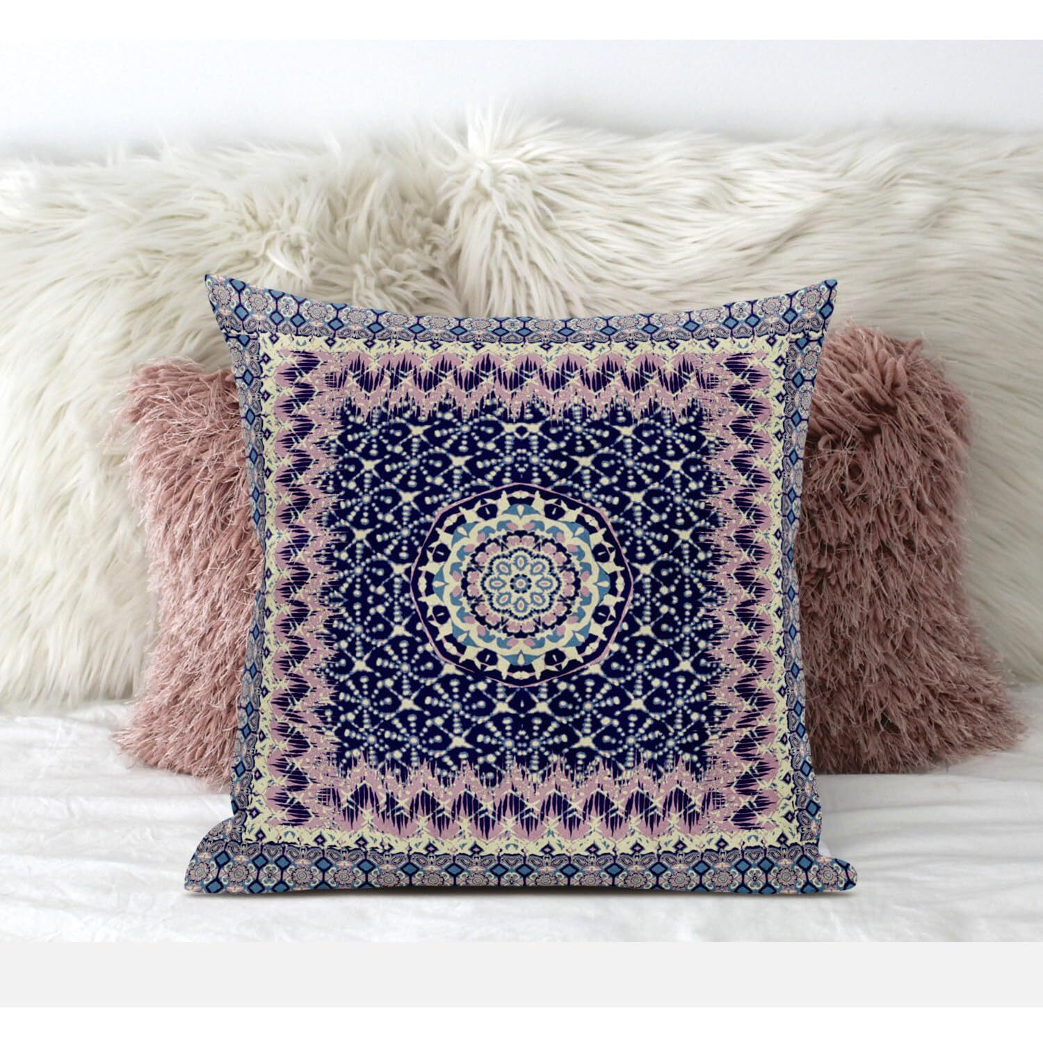 Amrita Sen Holy Tie Die Flower Suede Blown and Closed Pillow in Grey