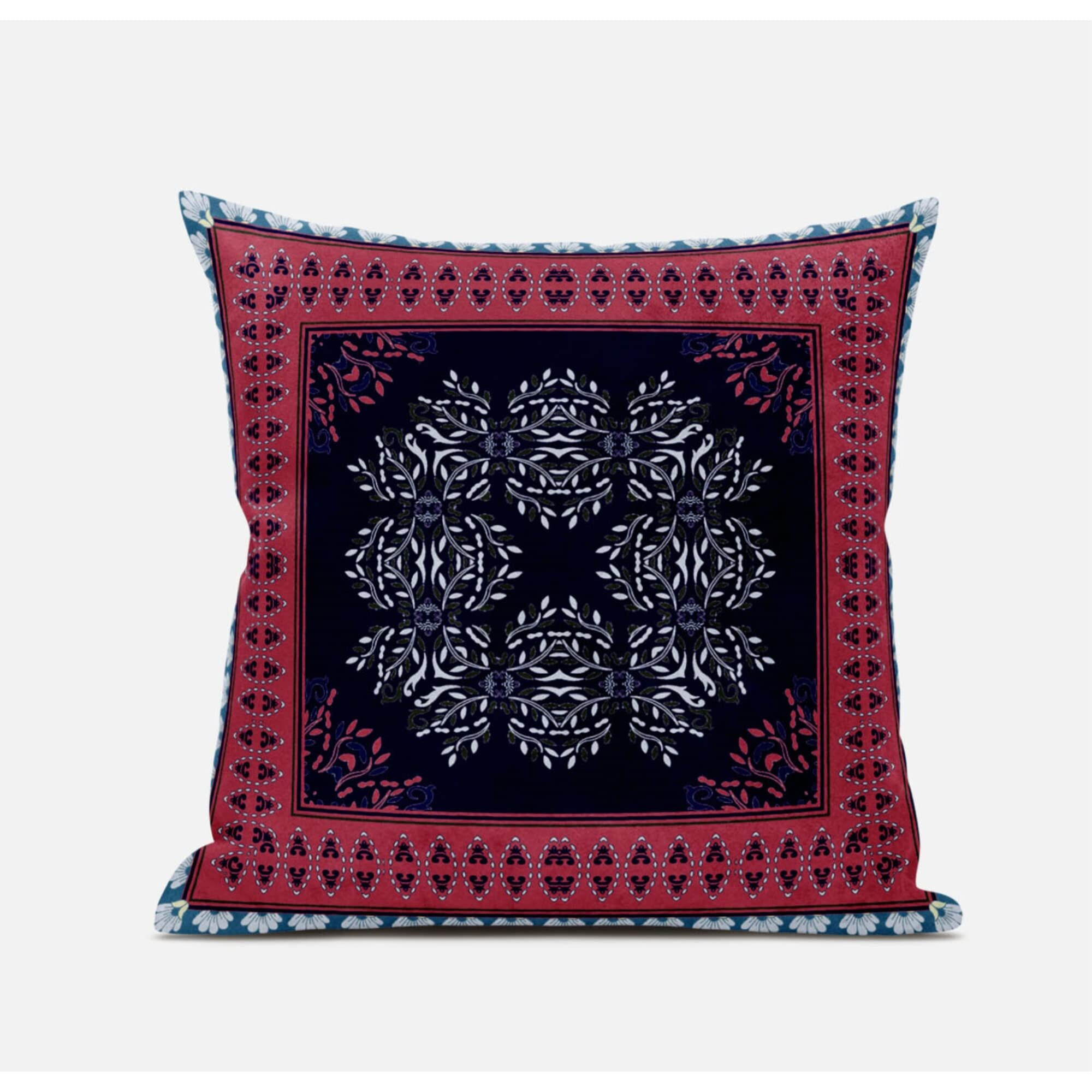 Amrita Sen Window Wreath Palace Suede Blown and Closed Pillow in Light Blue White