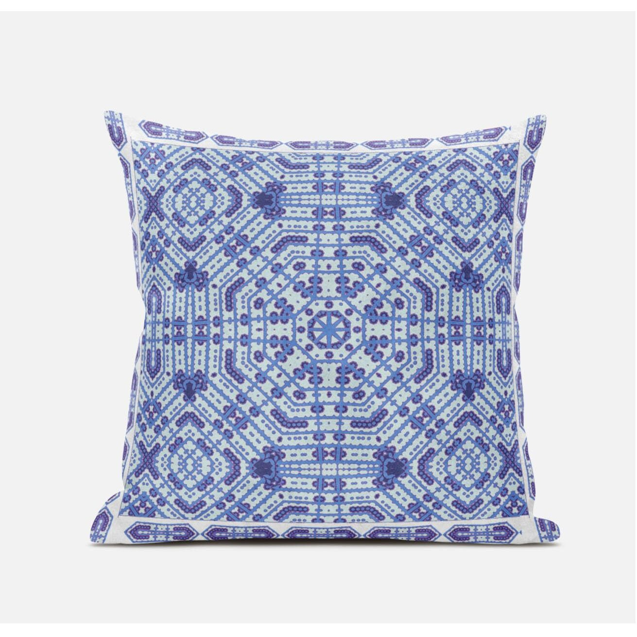 Amrita Sen Geostar Wreath Palace Suede Blown and Closed Pillow in Indigo White