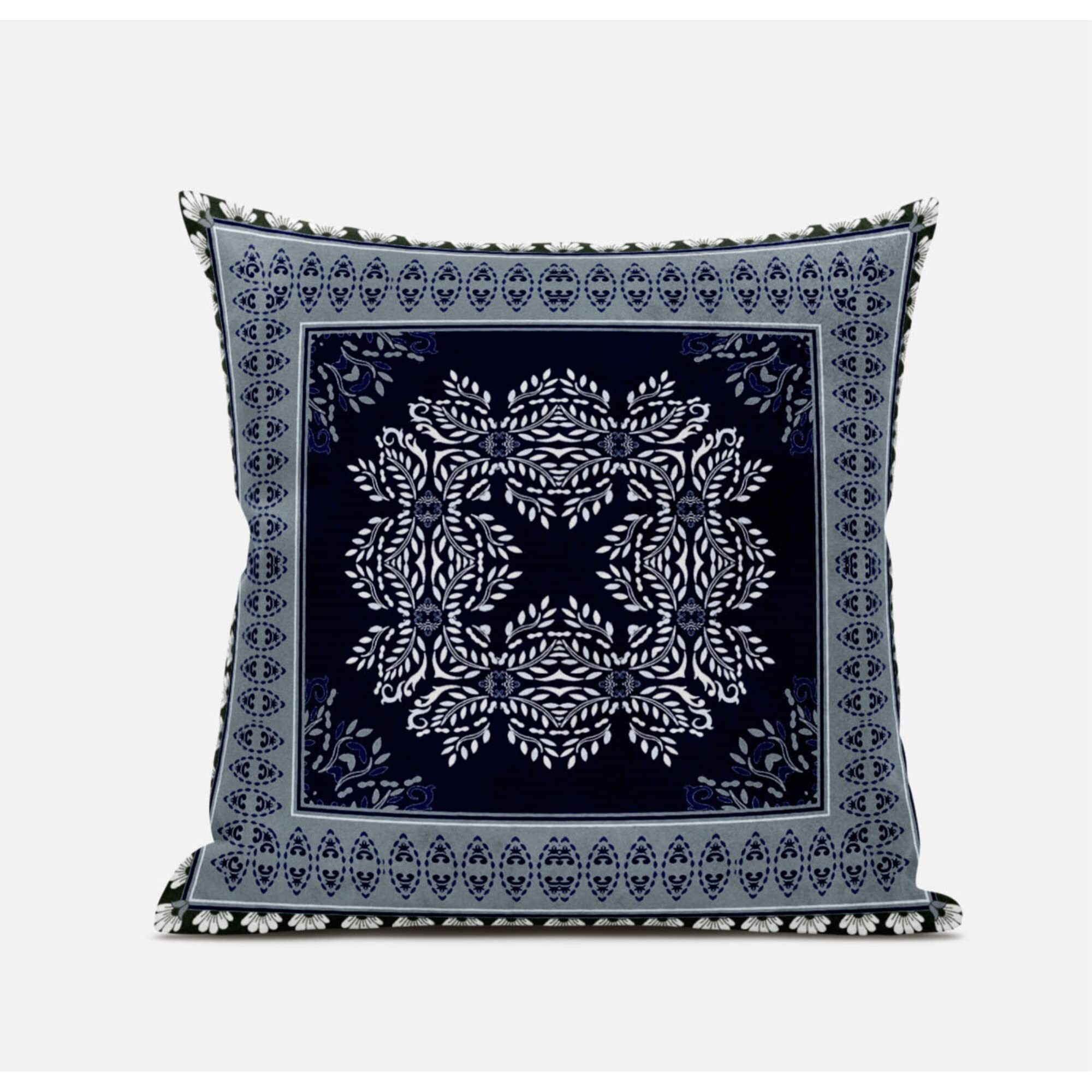 Amrita Sen Designs Window Wreath Palace Throw Fabric Pillow in Gray Light Orange 20x20