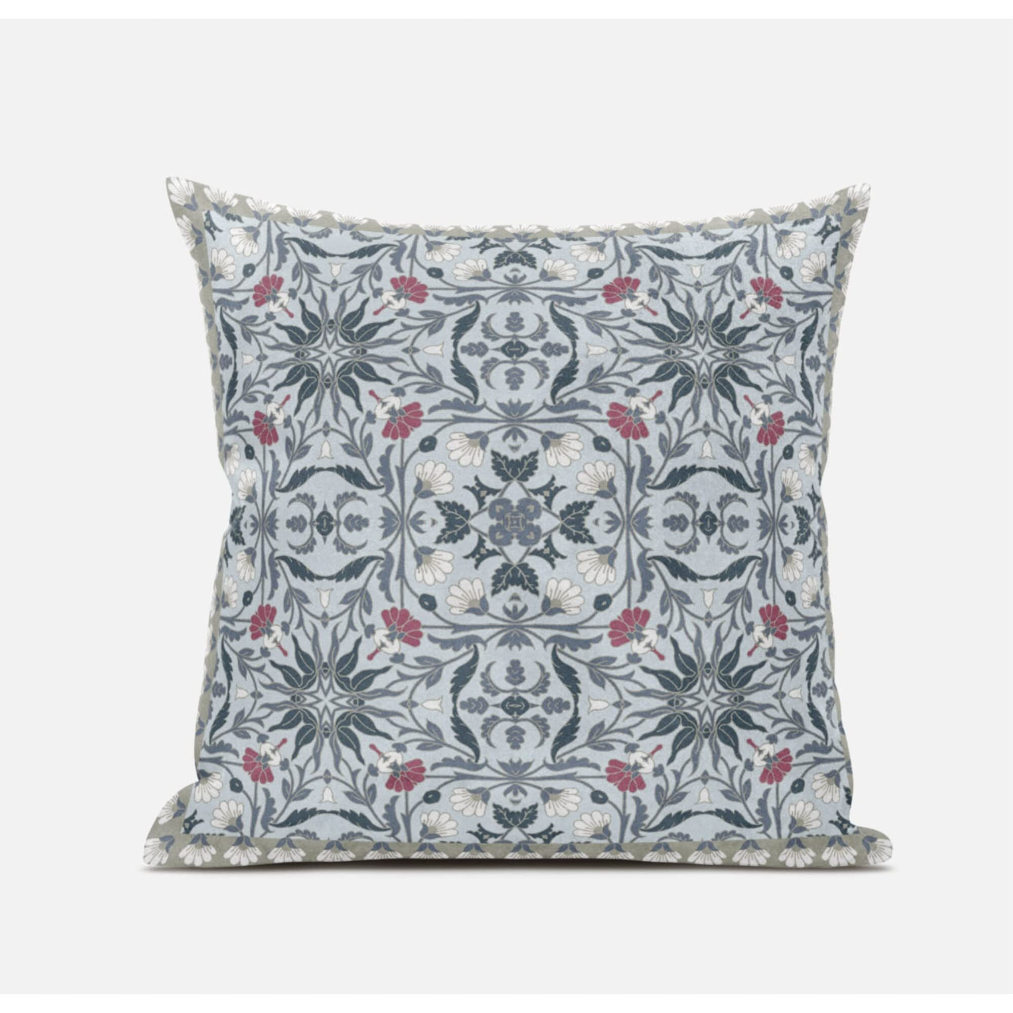 Amrita Sen Jahan Paisley Suede Blown and Closed Pillow in Muted Orange Indigo