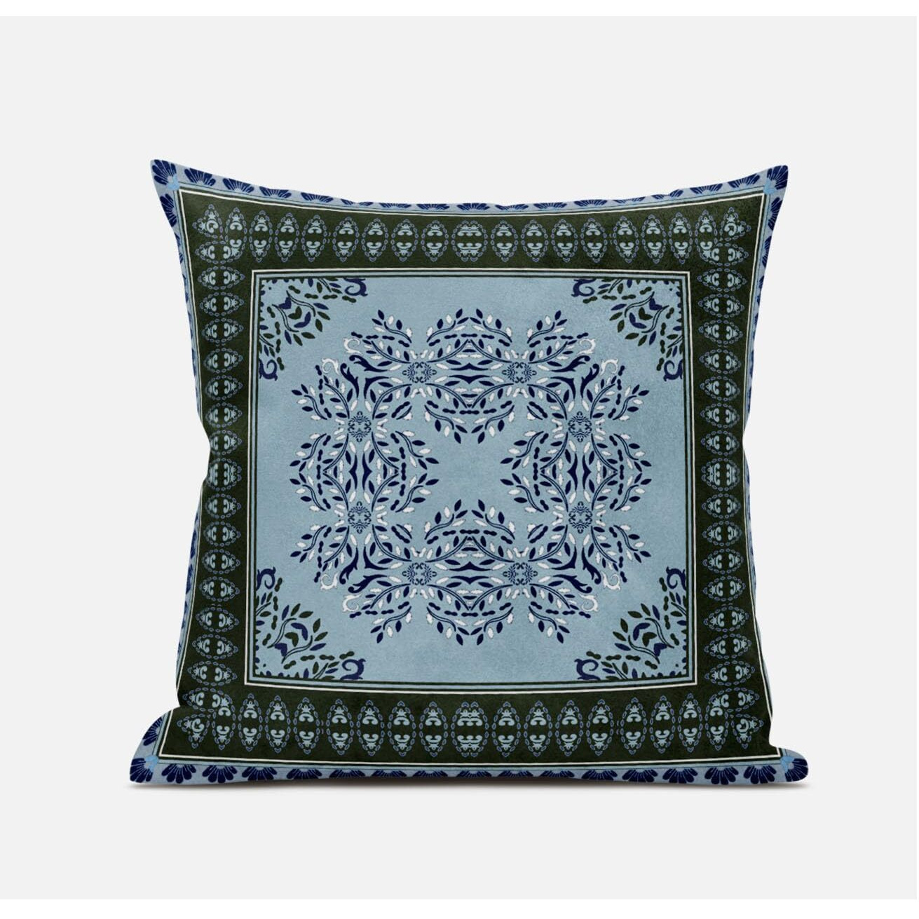 Amrita Sen Window Wreath Palace Suede Blown and Closed Pillow in Light Blue