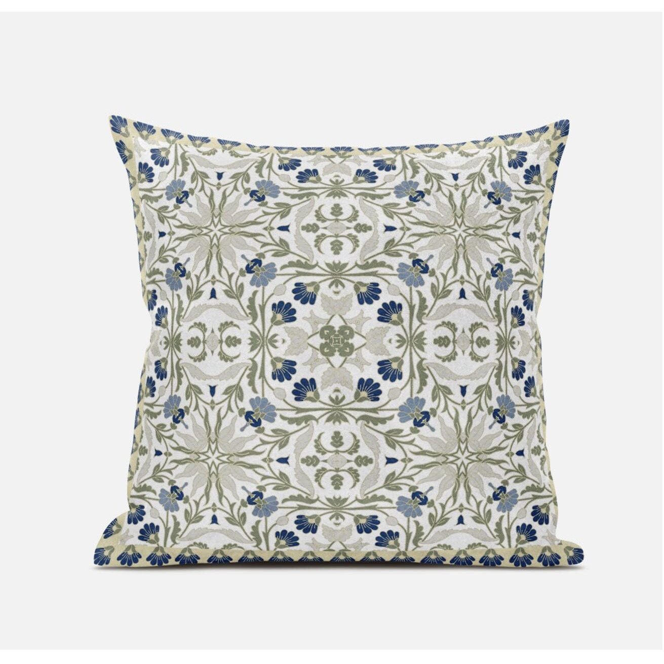 Amrita Sen Jahan Paisley Suede Blown and Closed Pillow in Indigo White