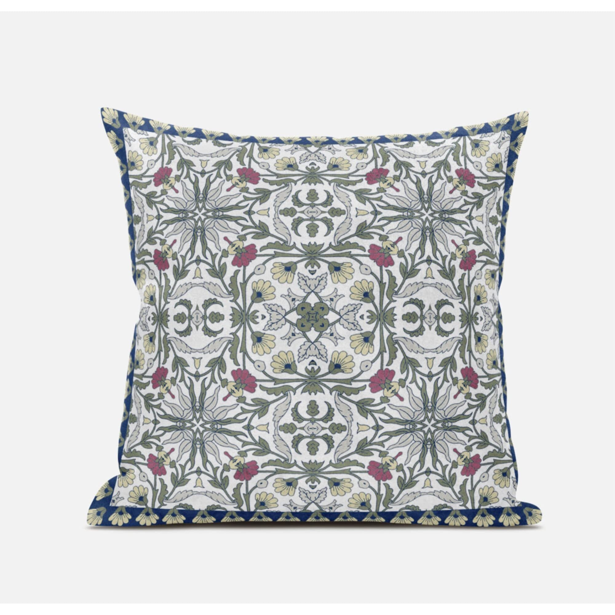 Amrita Sen Jahan Paisley Suede Blown and Closed Pillow in Indigo Peach