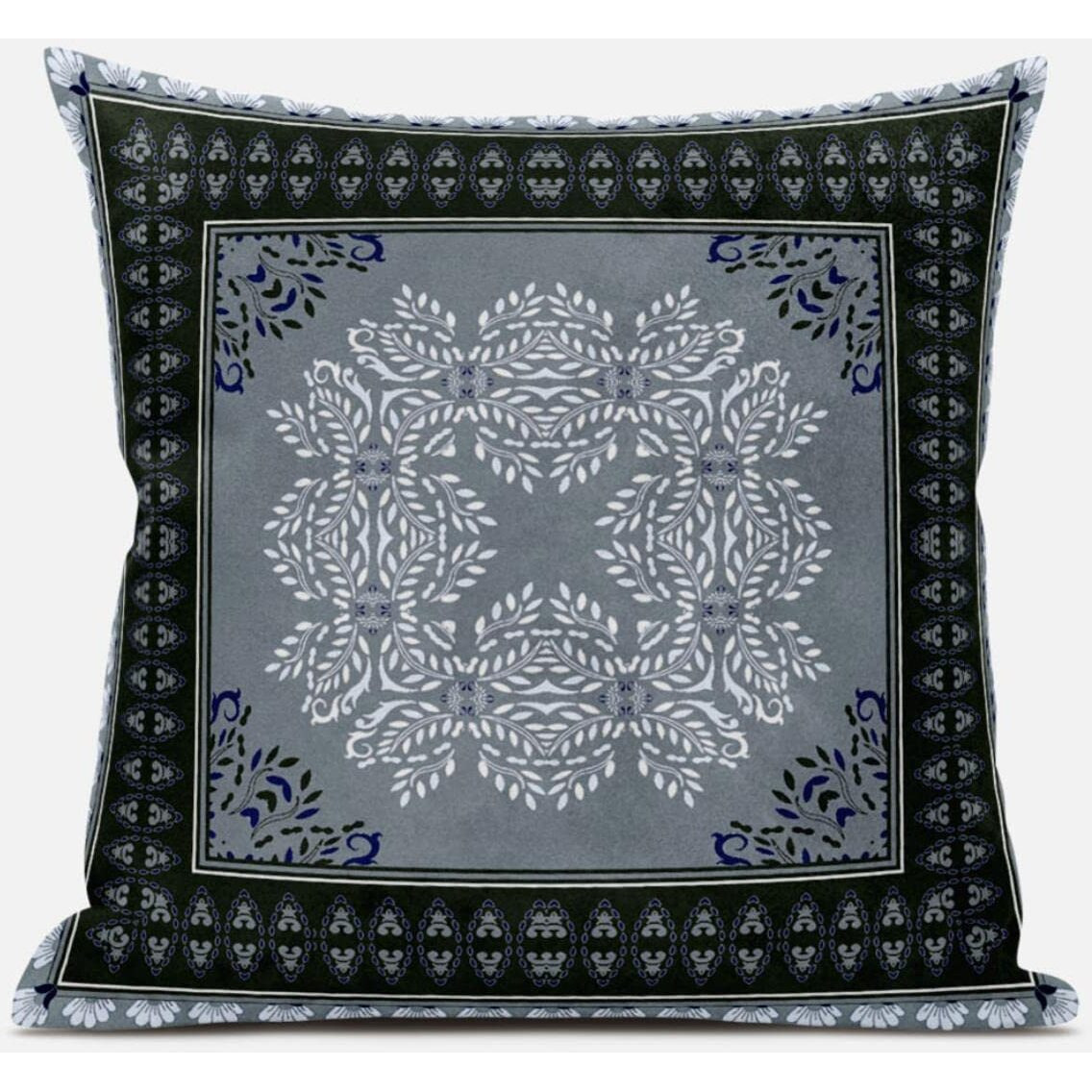 Amrita Sen Window Wreath Palace Suede Blown and Closed Pillow in Gray Green Pink