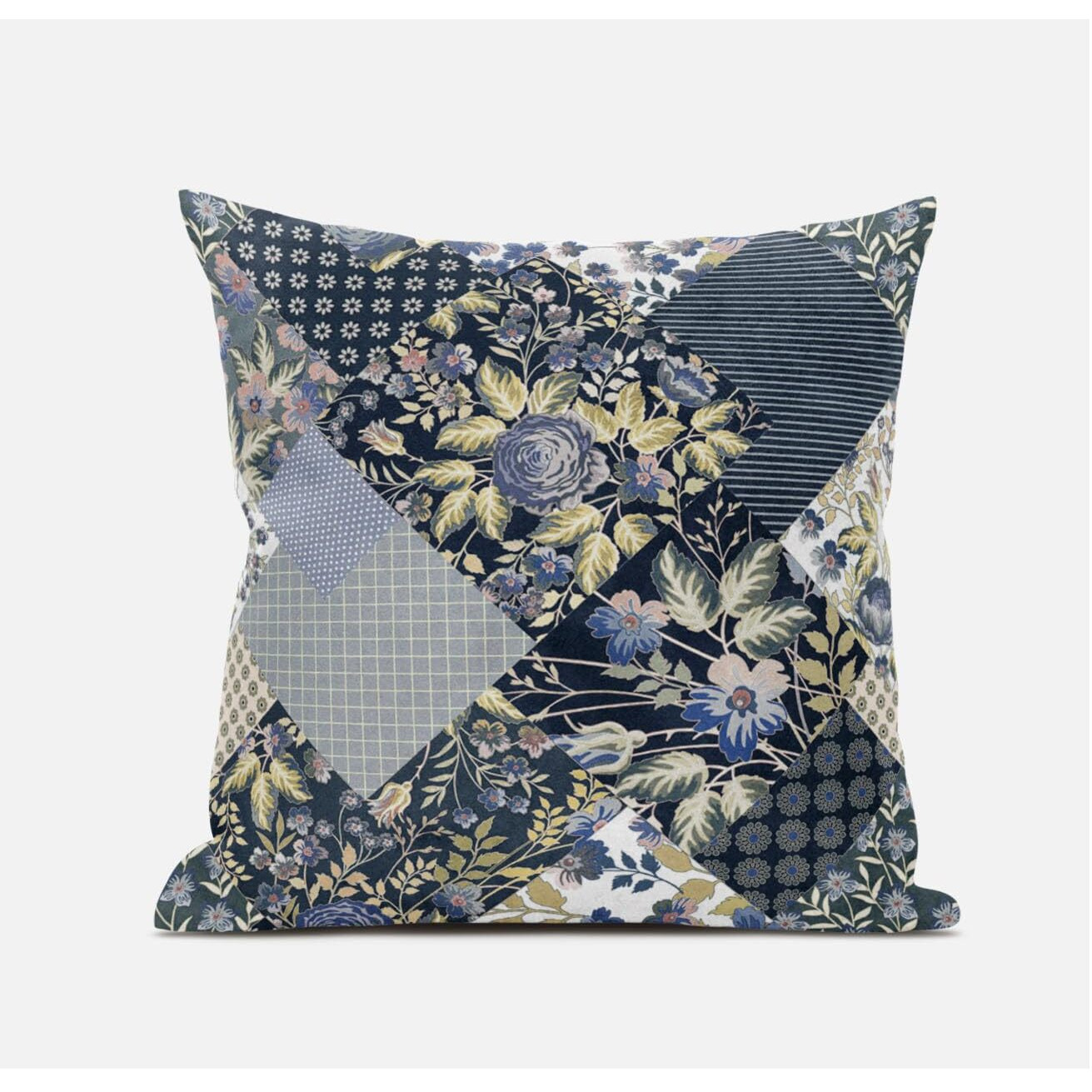 Amrita Sen Arizona Floral Patches Suede Blown and Closed Pillow in Orange