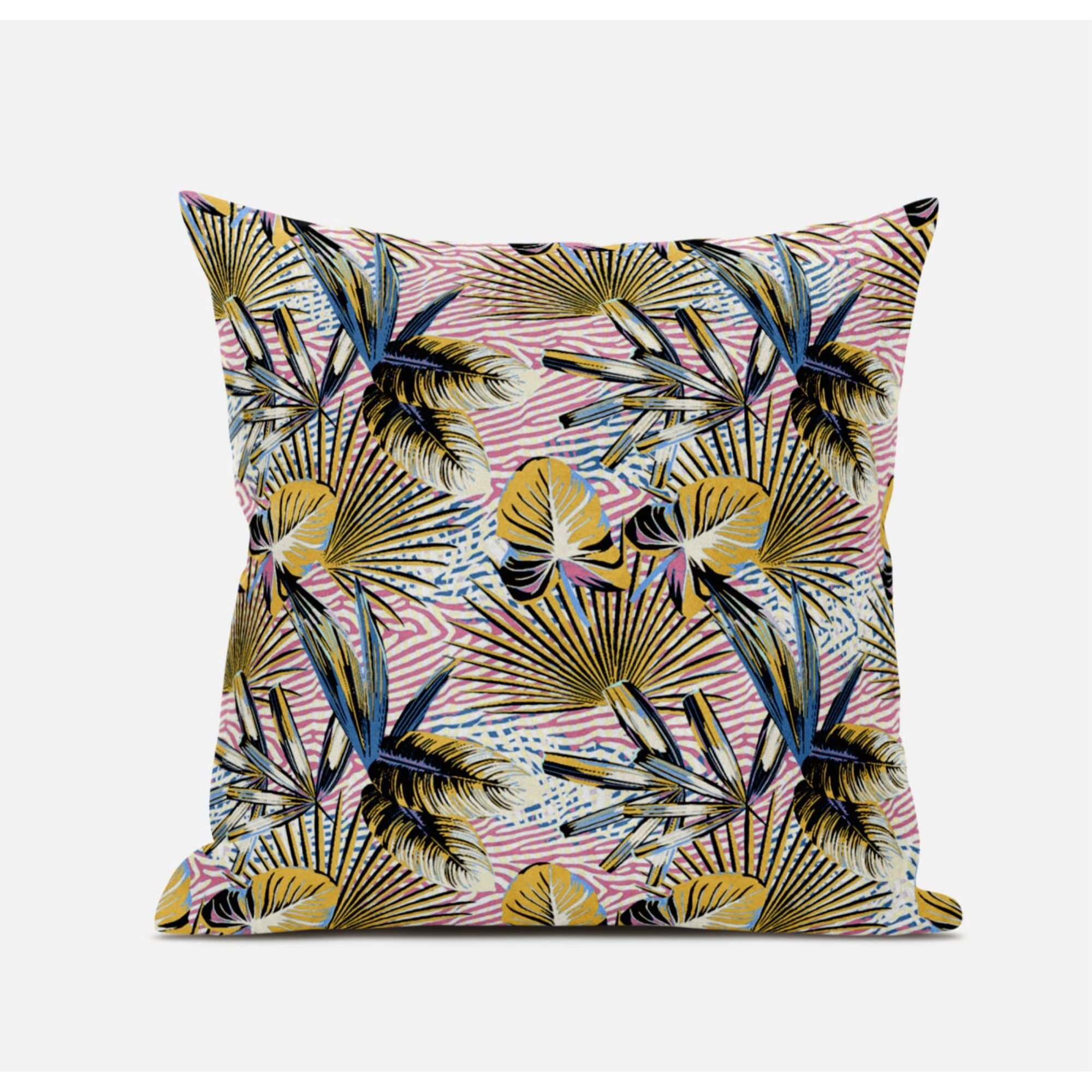 Amrita Sen Plant Illusion Suede Blown and Closed Pillow in White Light Blue