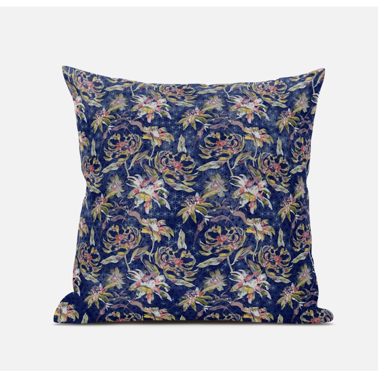 Amrita Sen Roses Sprayed Stars Suede Blown and Closed Pillow in Gray Blue