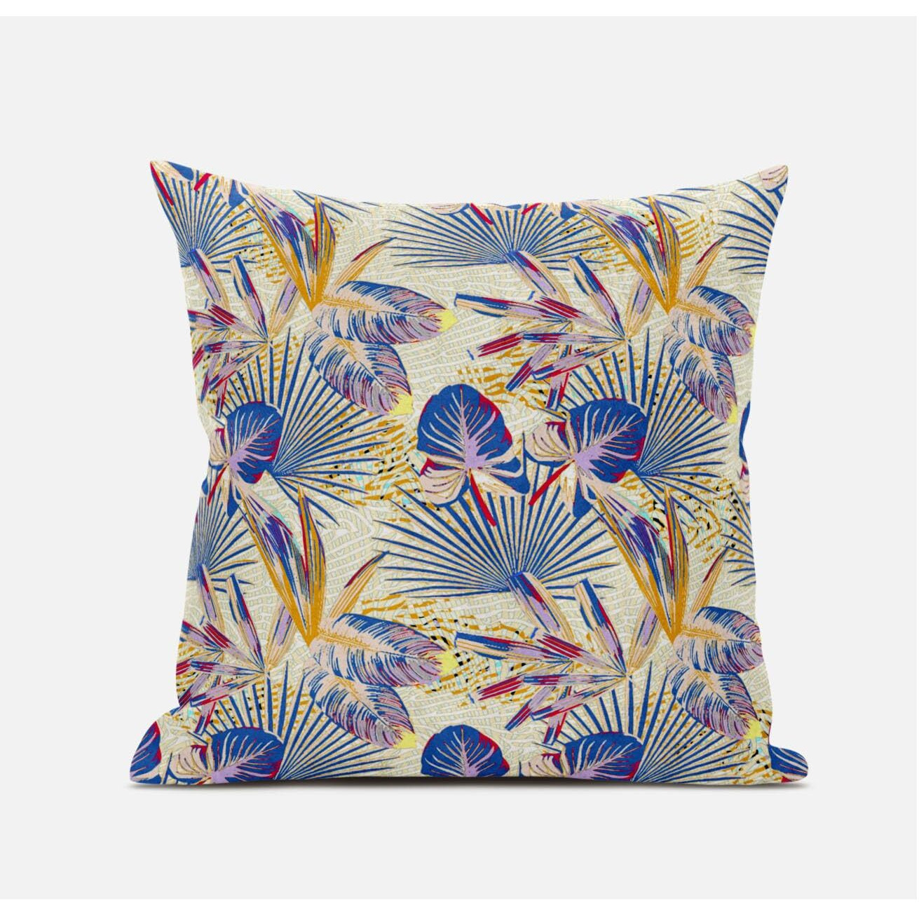 Amrita Sen Plant Illusion Suede Blown and Closed Pillow in Grey Yellow
