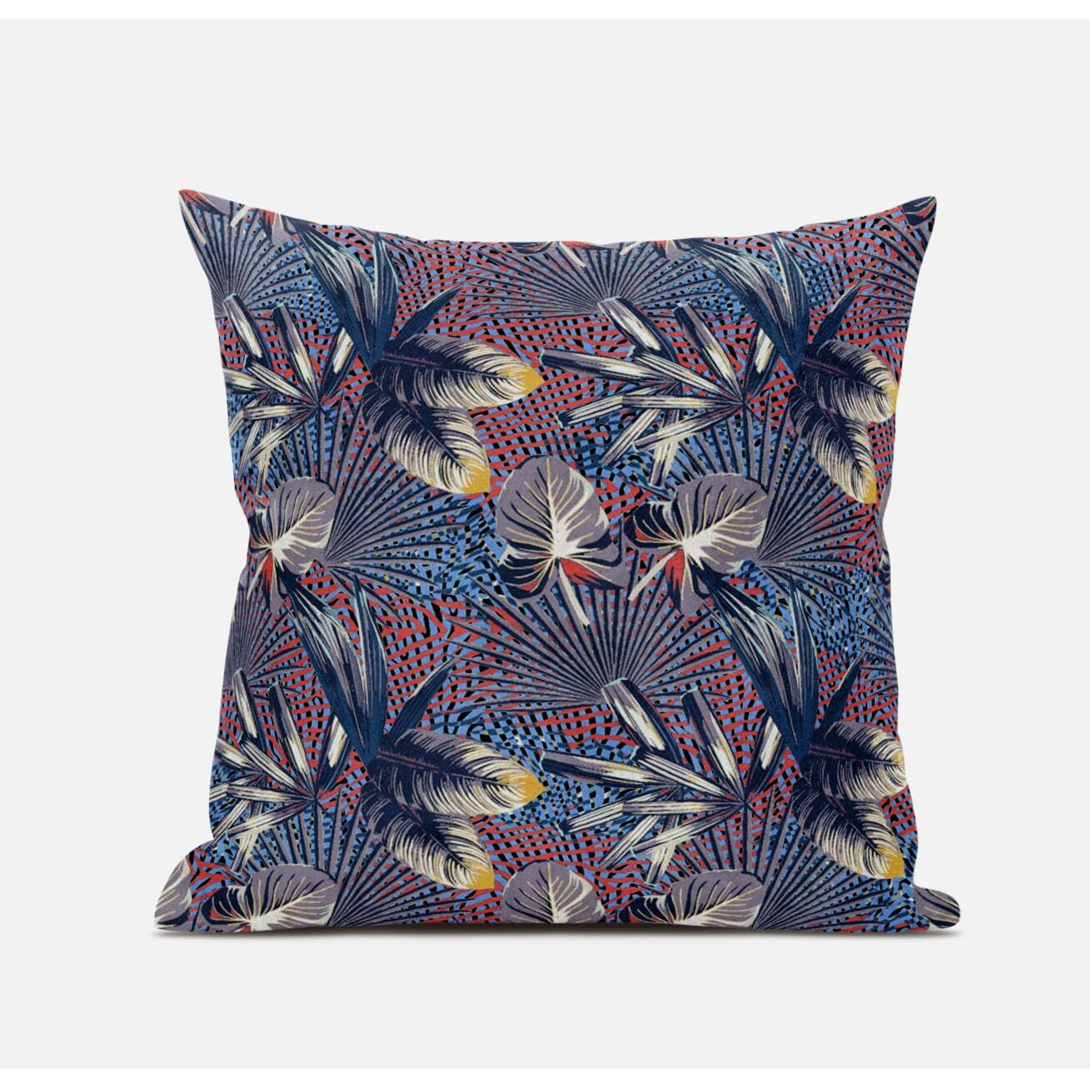 Amrita Sen Plant Illusion Suede Blown and Closed Pillow in Blue White Pink