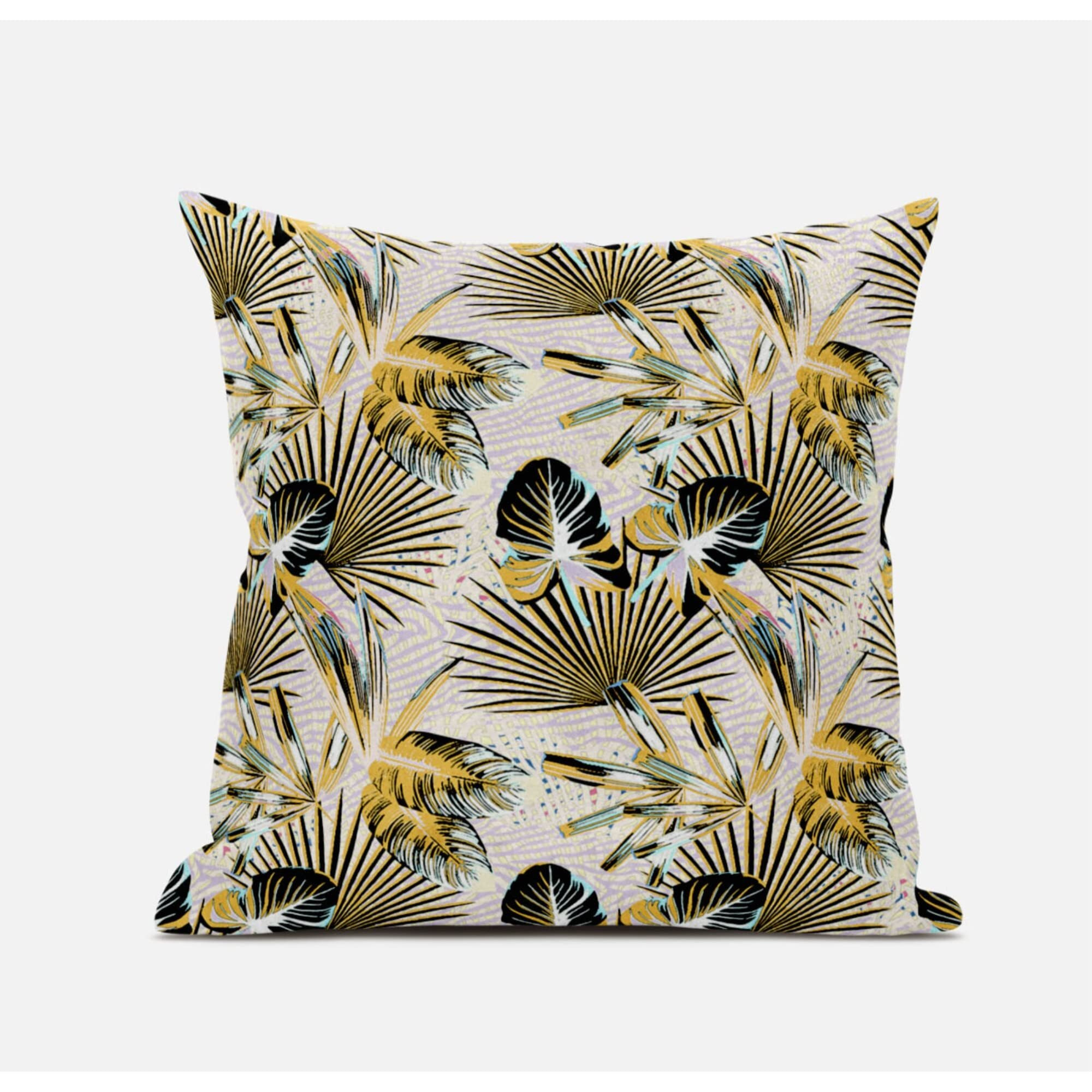 Amrita Sen Plant Illusion Suede Blown and Closed Pillow in Gold White Pink