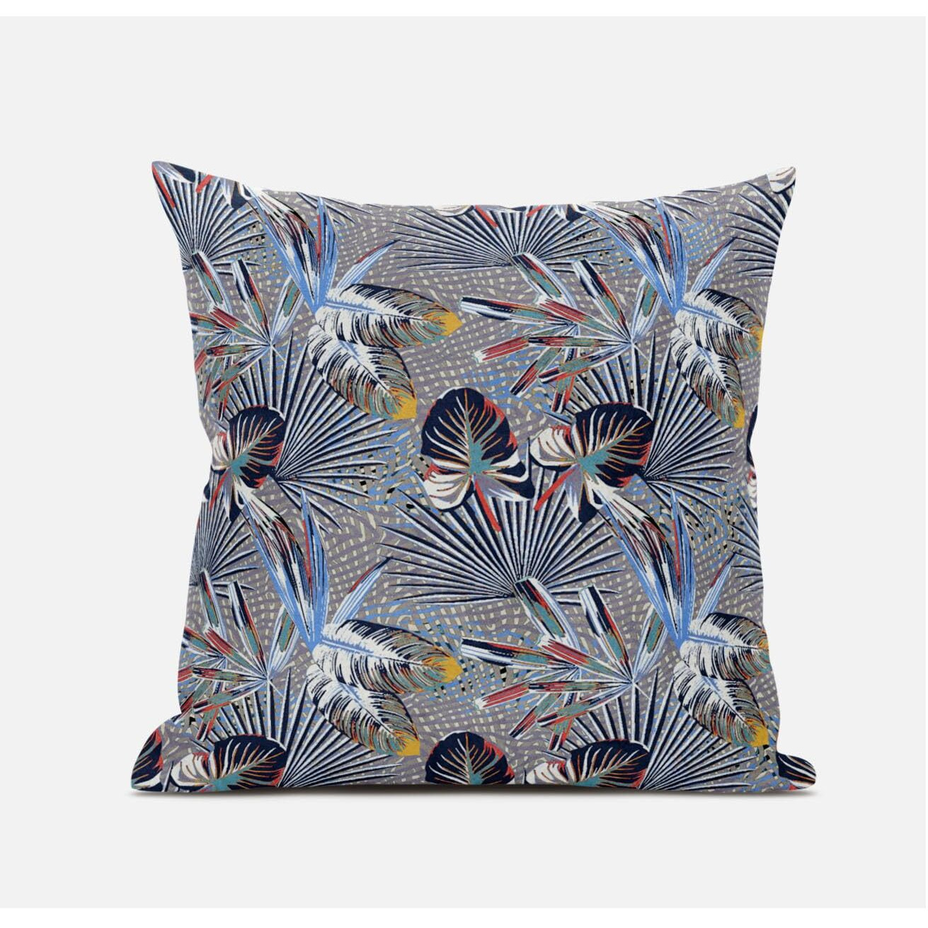 Amrita Sen Plant Illusion Suede Blown and Closed Pillow in Gray Cream
