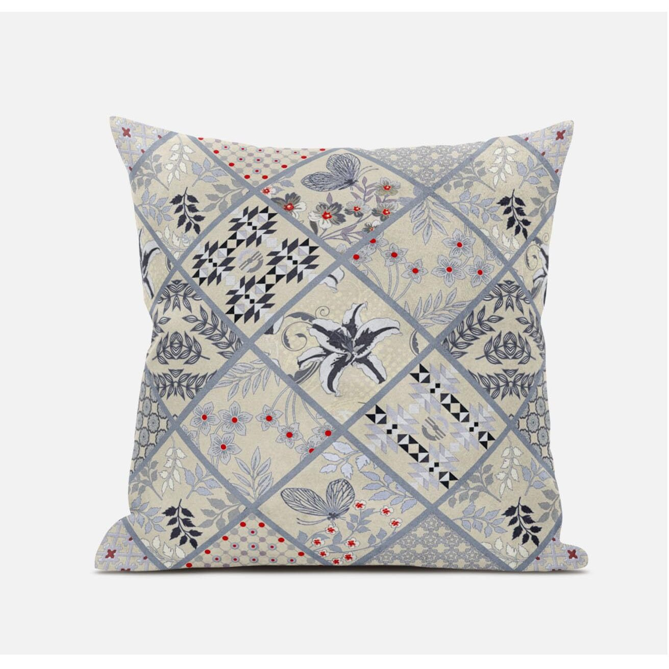 Amrita Sen Fall Patch Snowflowers Suede Blown and Closed Pillow in Dark Green Peach