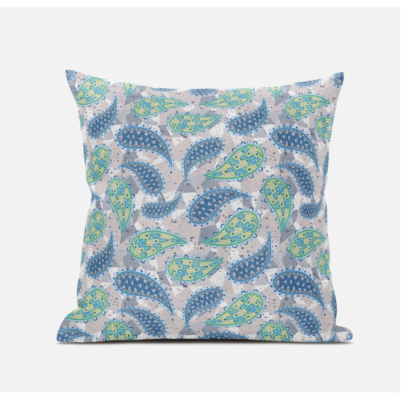 Amrita Sen Paisley on Abstract Suede Blown and Closed Pillow in Cream Magenta Red