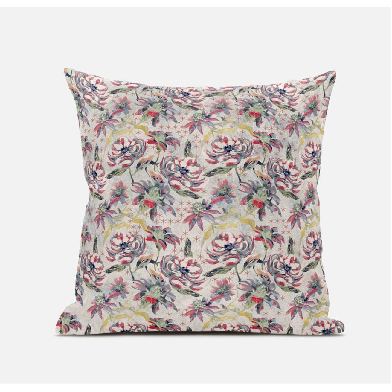 Amrita Sen Roses Sprayed Stars Suede Blown and Closed Pillow in Red Gold