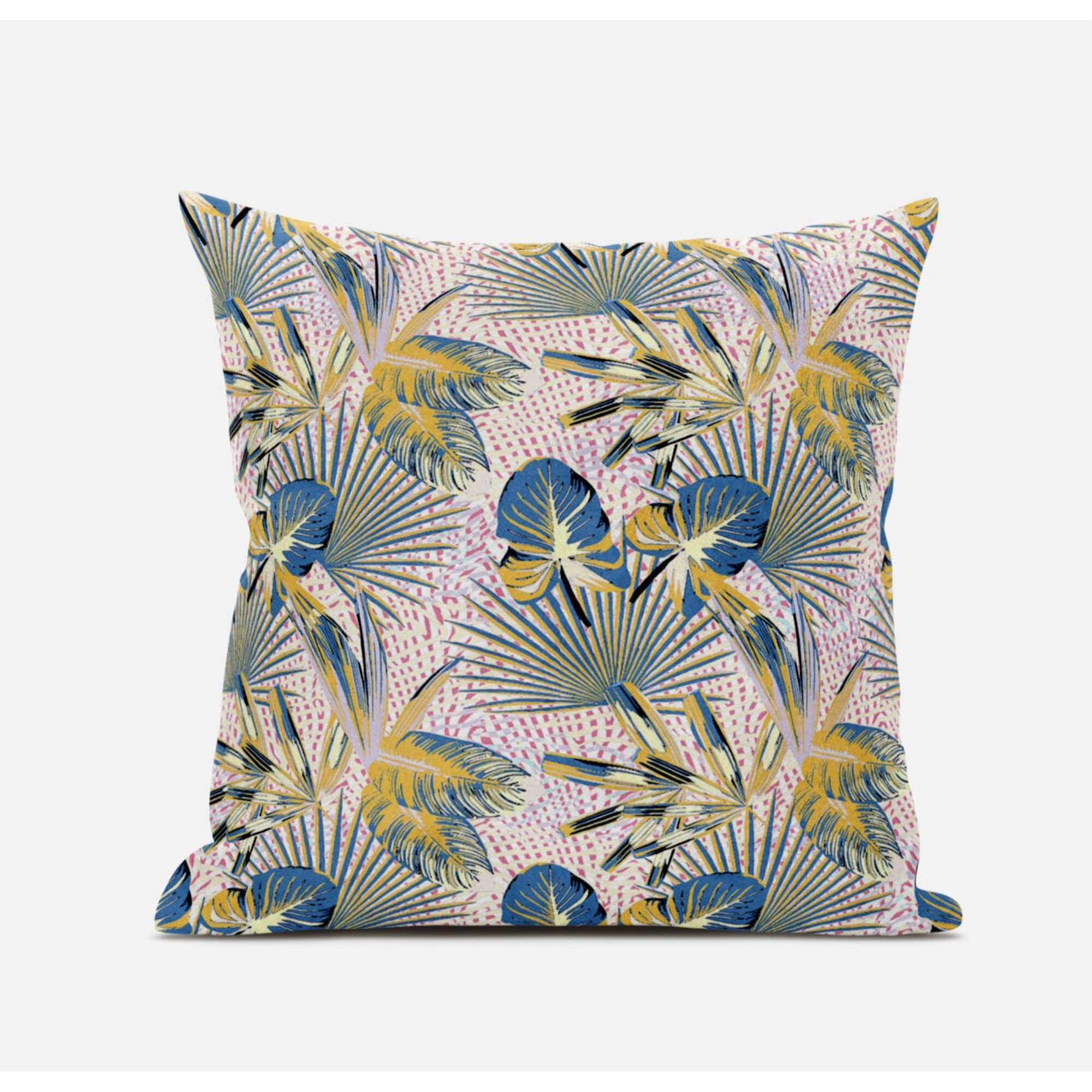 Amrita Sen Plant Illusion Suede Blown and Closed Pillow in Blue Gray