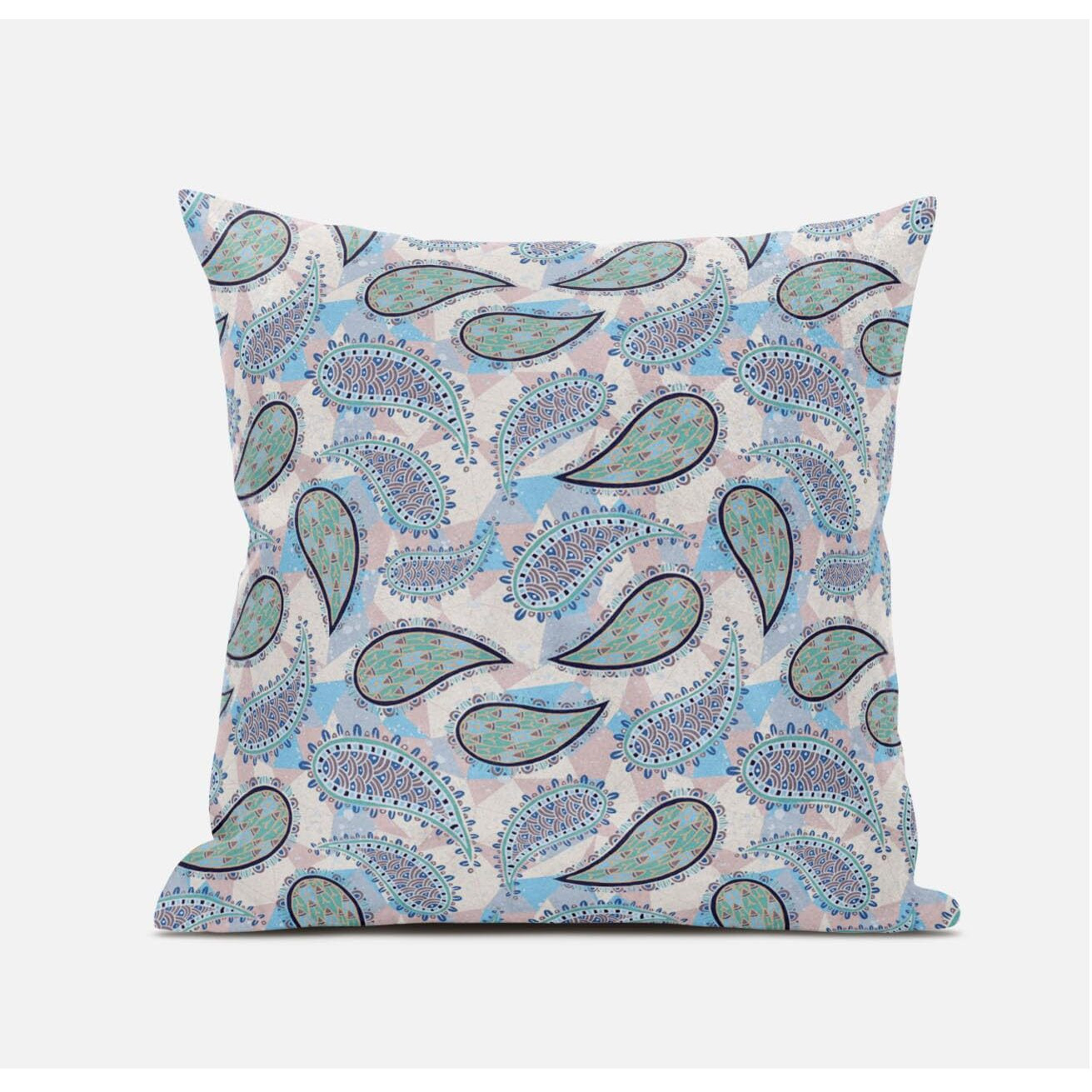 Amrita Sen Paisley on Abstract Suede Blown and Closed Pillow in Peach Pink