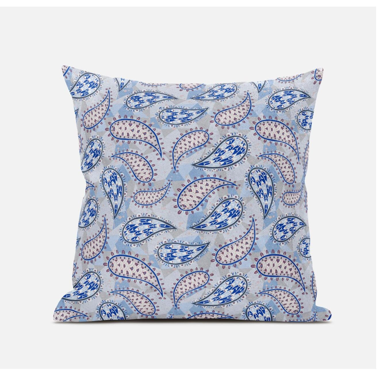 Amrita Sen Paisley on Abstract Suede Blown and Closed Pillow in Peach Cream Black