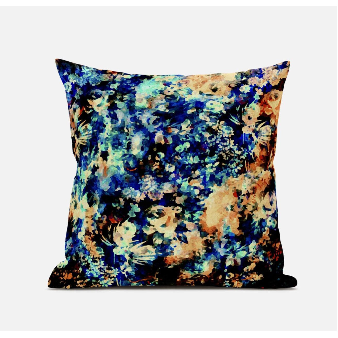 Amrita Sen Sea Garden Rose Suede Blown and Closed Pillow in Red White