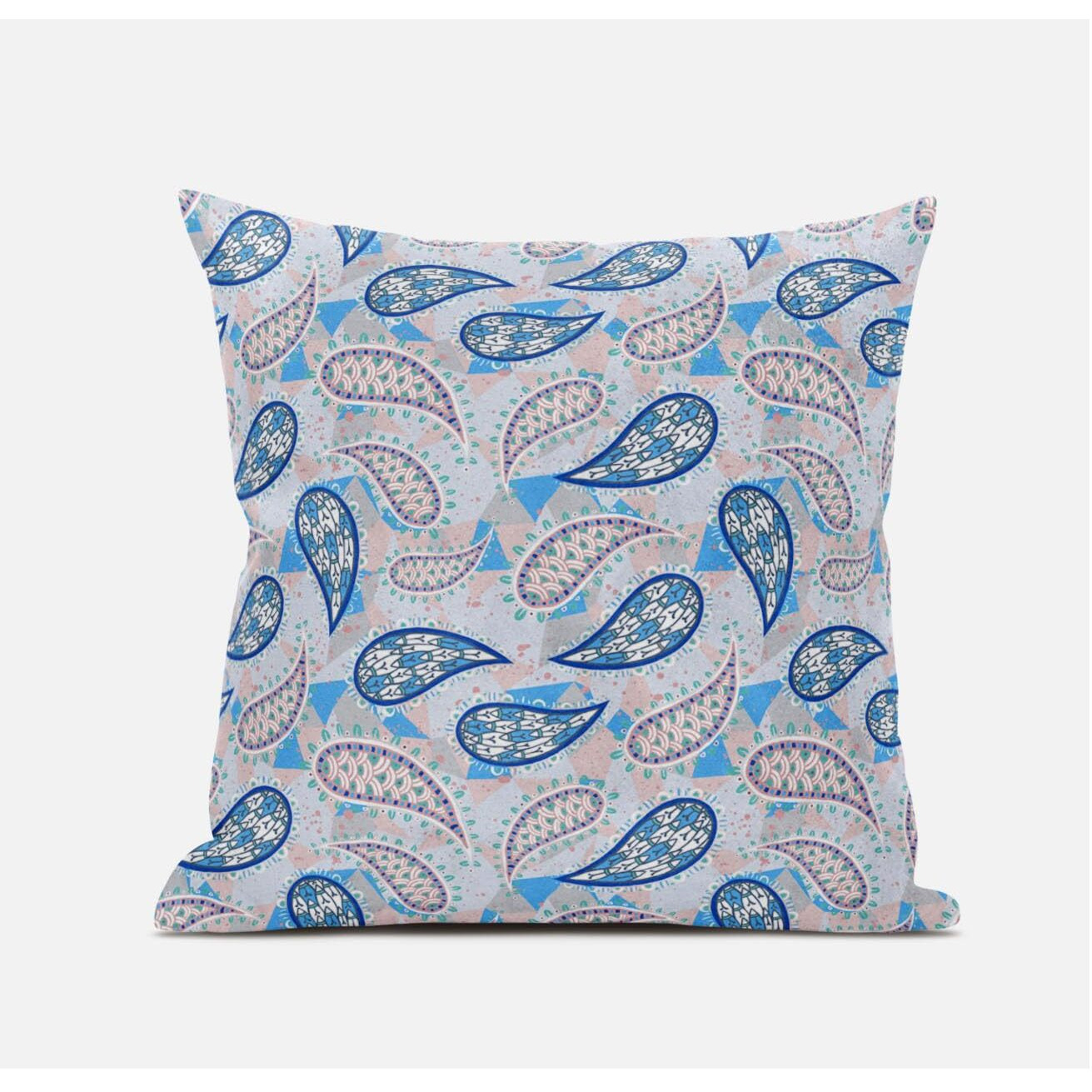 Amrita Sen Paisley on Abstract Suede Blown and Closed Pillow in Red Blue