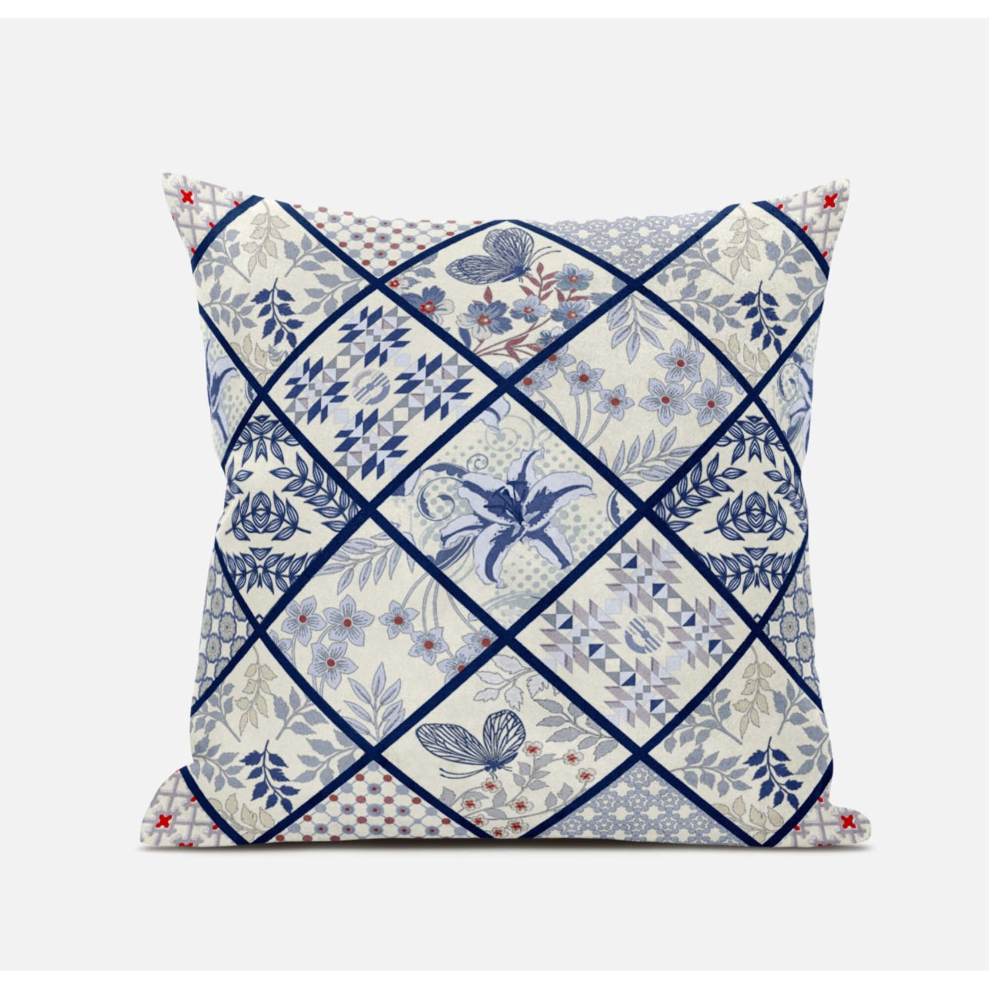 Amrita Sen Fall Patch Snowflowers Suede Blown and Closed Pillow in Gold Cream Peach