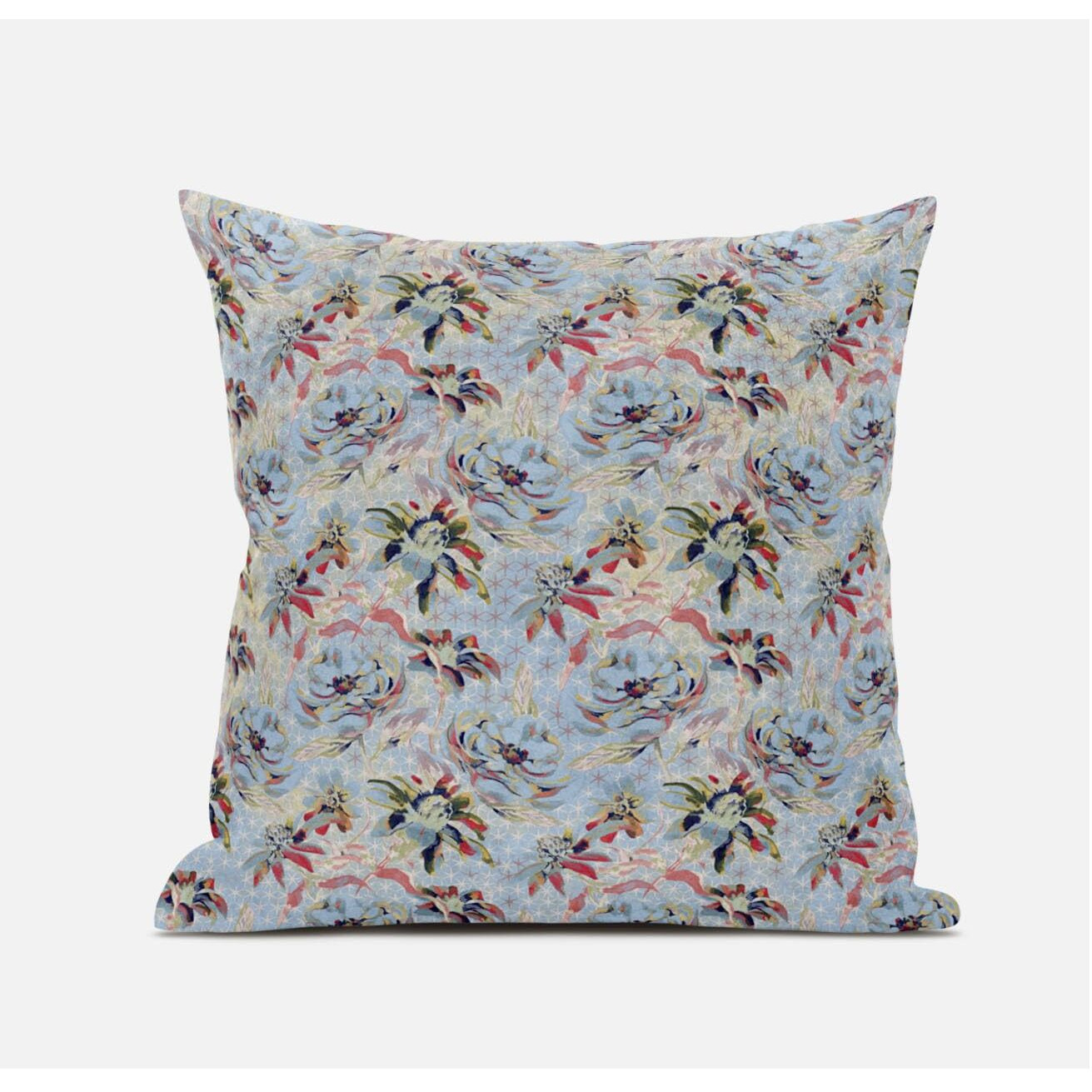 Amrita Sen Roses Sprayed Stars Suede Blown and Closed Pillow in Indigo Gray