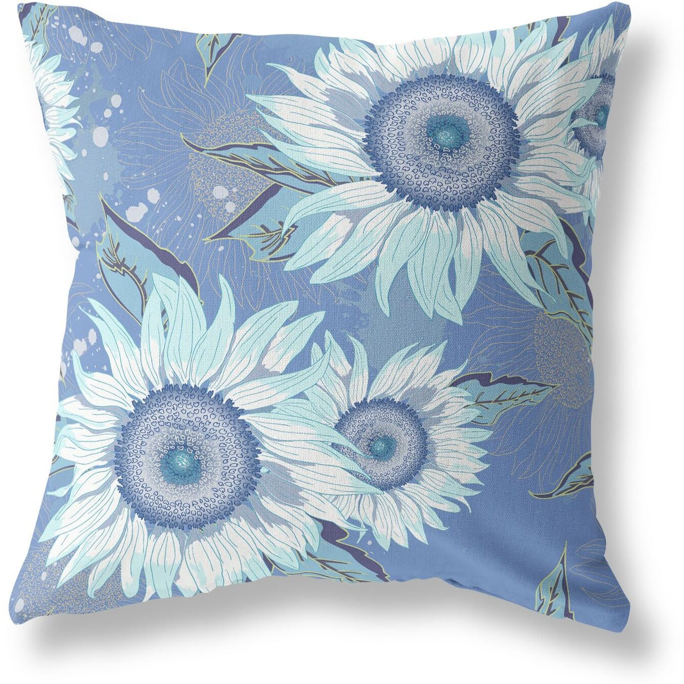 Amrita Sen Sunflower Broadcloth Indoor Outdoor Double Sided Cushion, Zippered, Blue White
