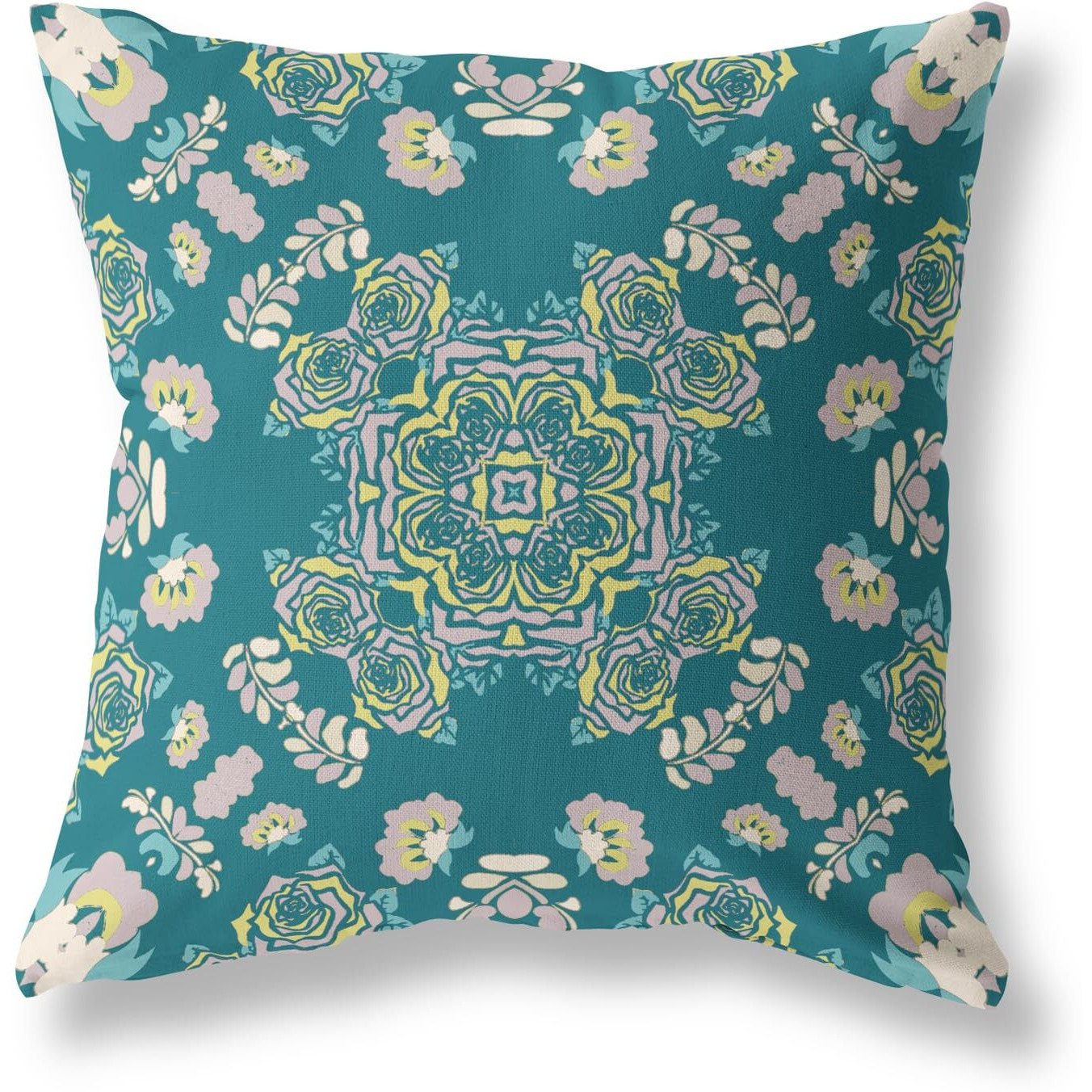 Amrita Sen Rose Wreath Broadcloth Indoor Outdoor Pillow, Zippered, GreenYellow