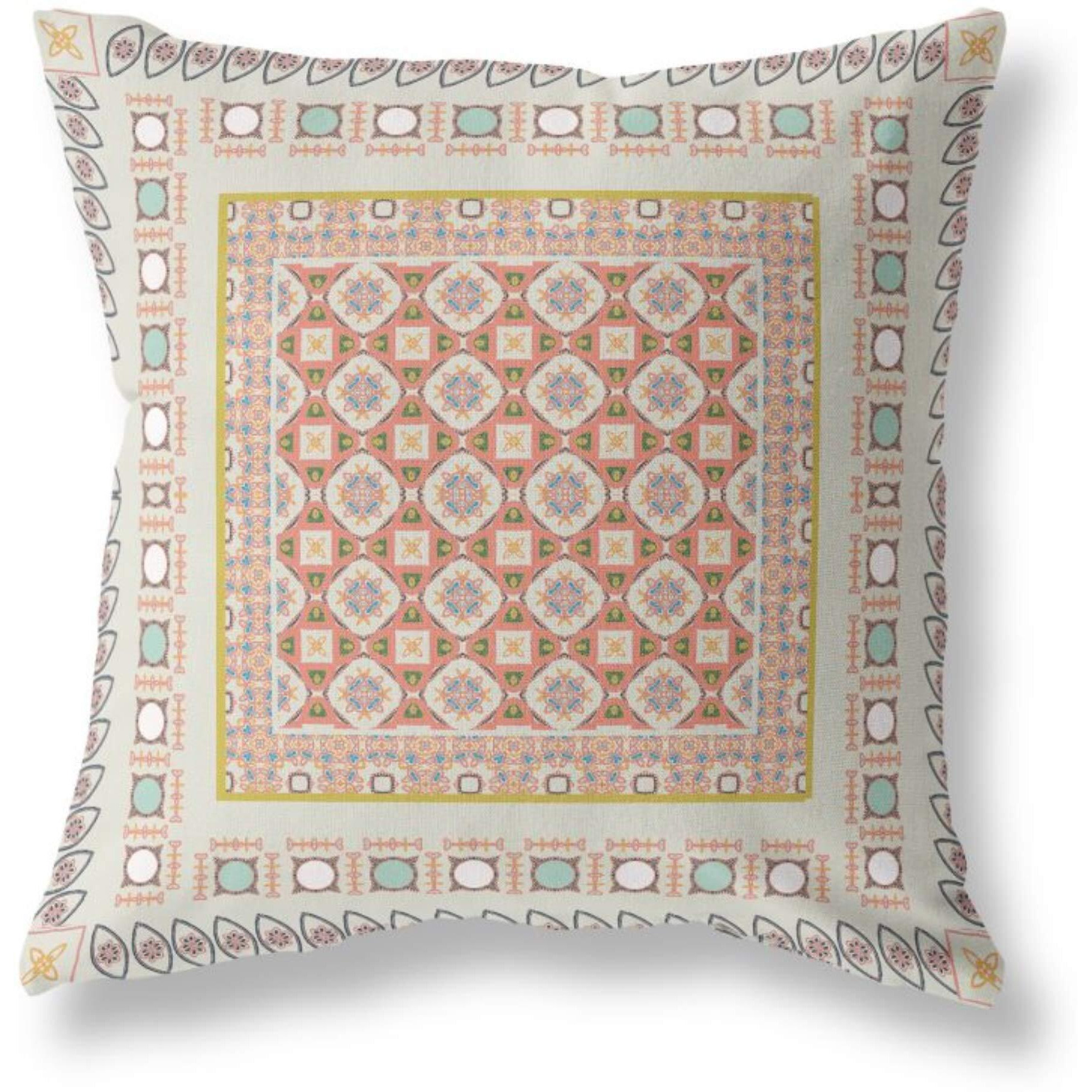 Amrita Sen Floral Windows Broadcloth Indoor Outdoor Pillow, Zippered, OffWhiteOrange