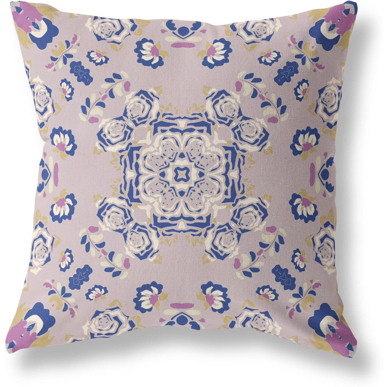 Amrita Sen Rose Wreath Broadcloth Indoor Outdoor Pillow, Zippered, PurpleBlue