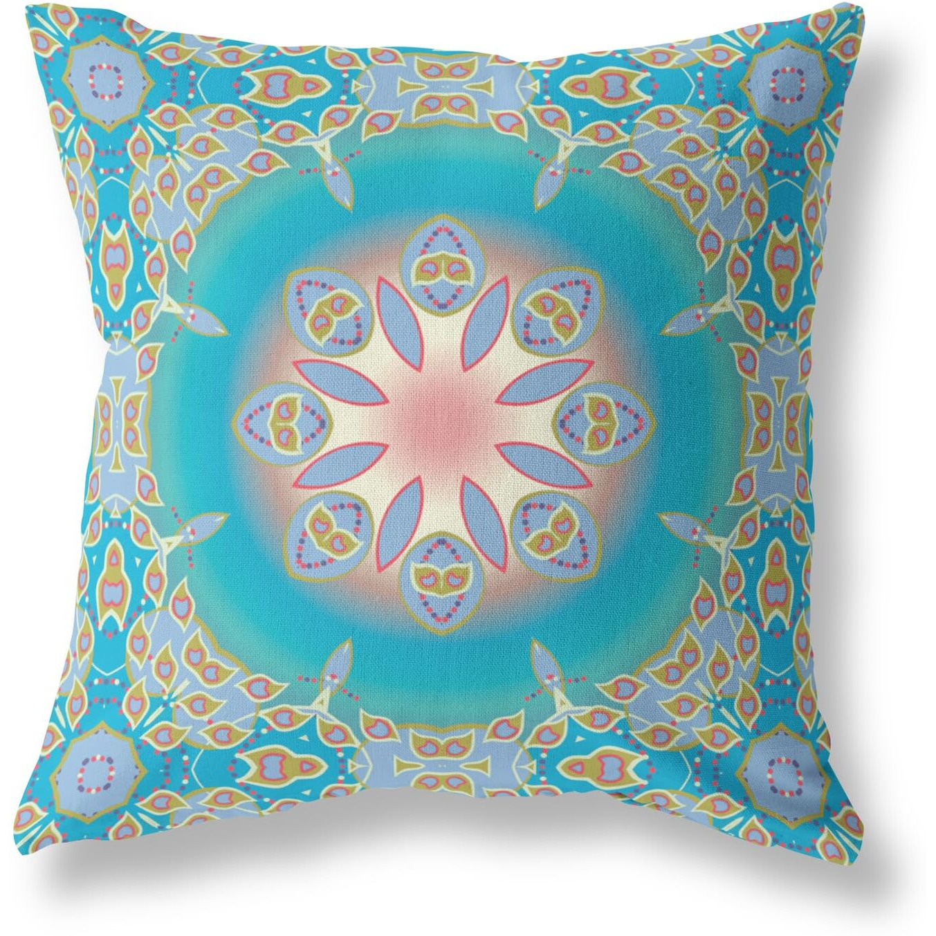 Amrita Sen Jewel Circle Broadcloth Indoor Outdoor Pillow, Zippered, Bluegreen