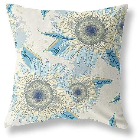 Amrita Sen Sunflower Broadcloth Indoor Outdoor Double Sided Cushion, Zippered, Beige Yellow