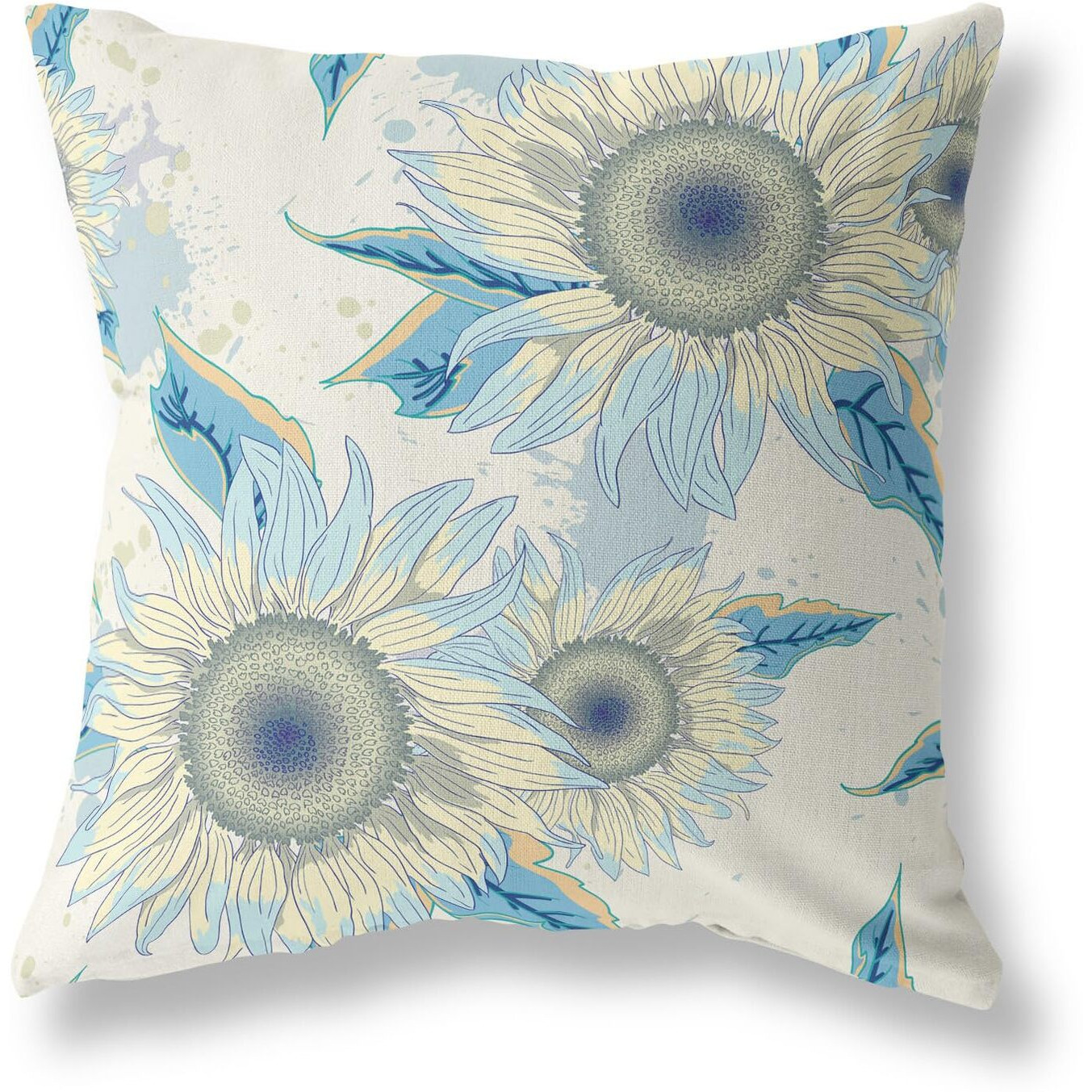Amrita Sen Sunflower Broadcloth Indoor Outdoor Double Sided Cushion, Zippered, Beige Yellow