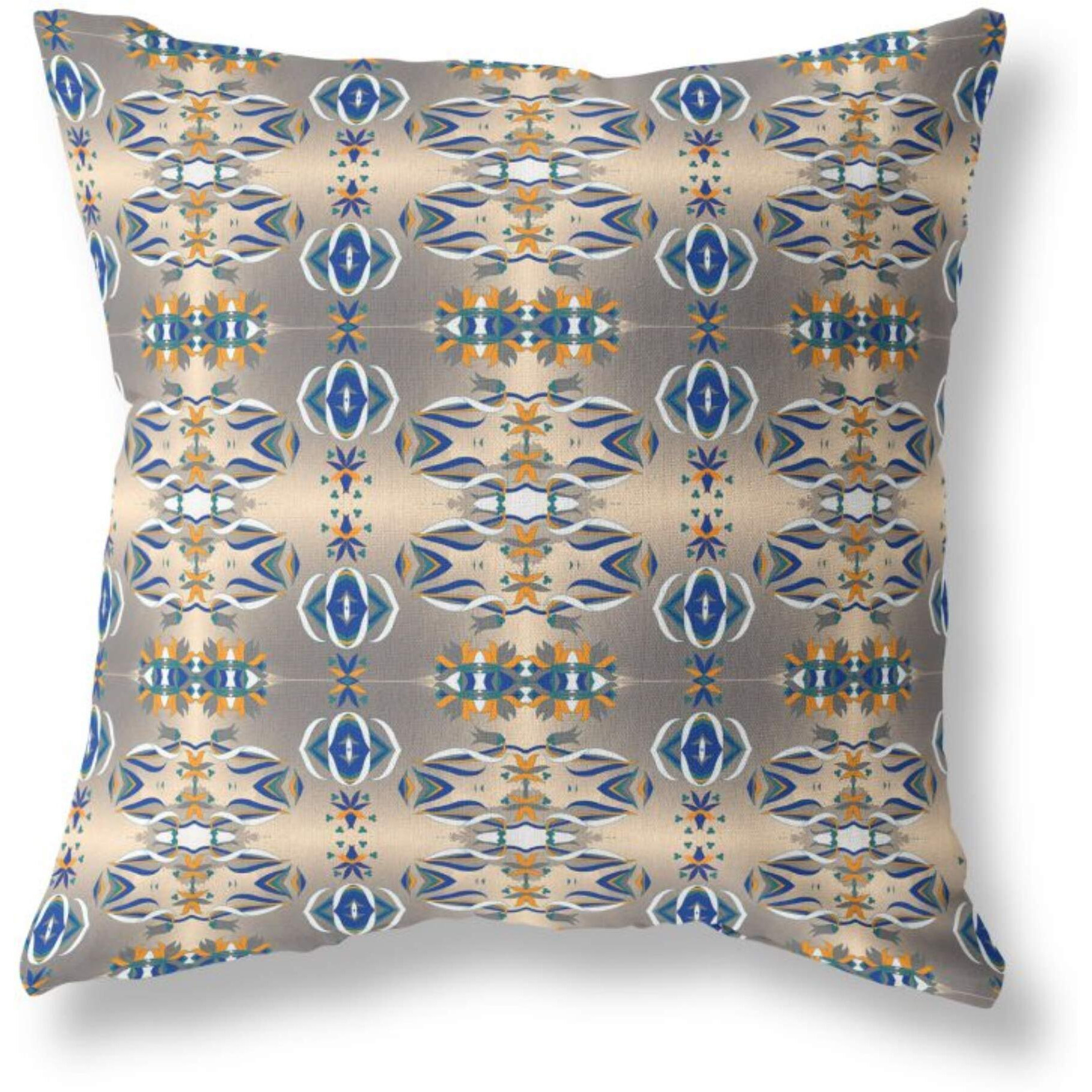 Amrita Sen Flowers of Strength Broadcloth Indoor Outdoor Pillow, Zippered, BrownBlue