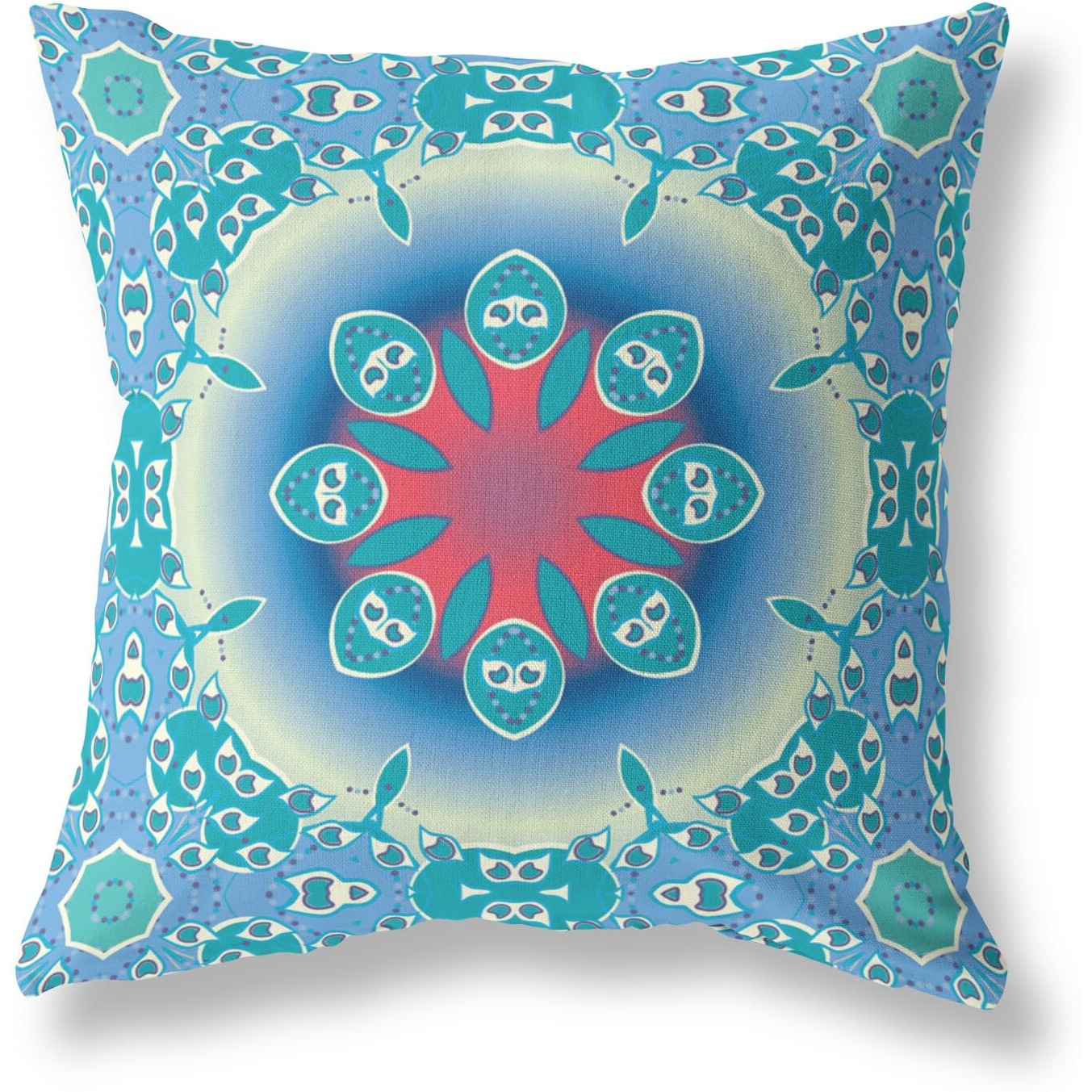 Amrita Sen Jewel Circle Broadcloth Indoor Outdoor Pillow, Zippered, BlueRed