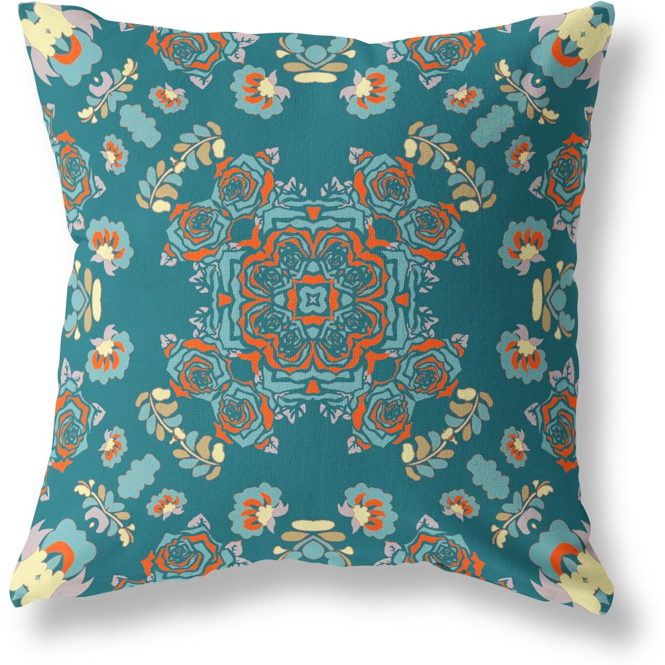 Amrita Sen Rose Wreath Broadcloth Indoor Outdoor Pillow, Zippered, GreenRed
