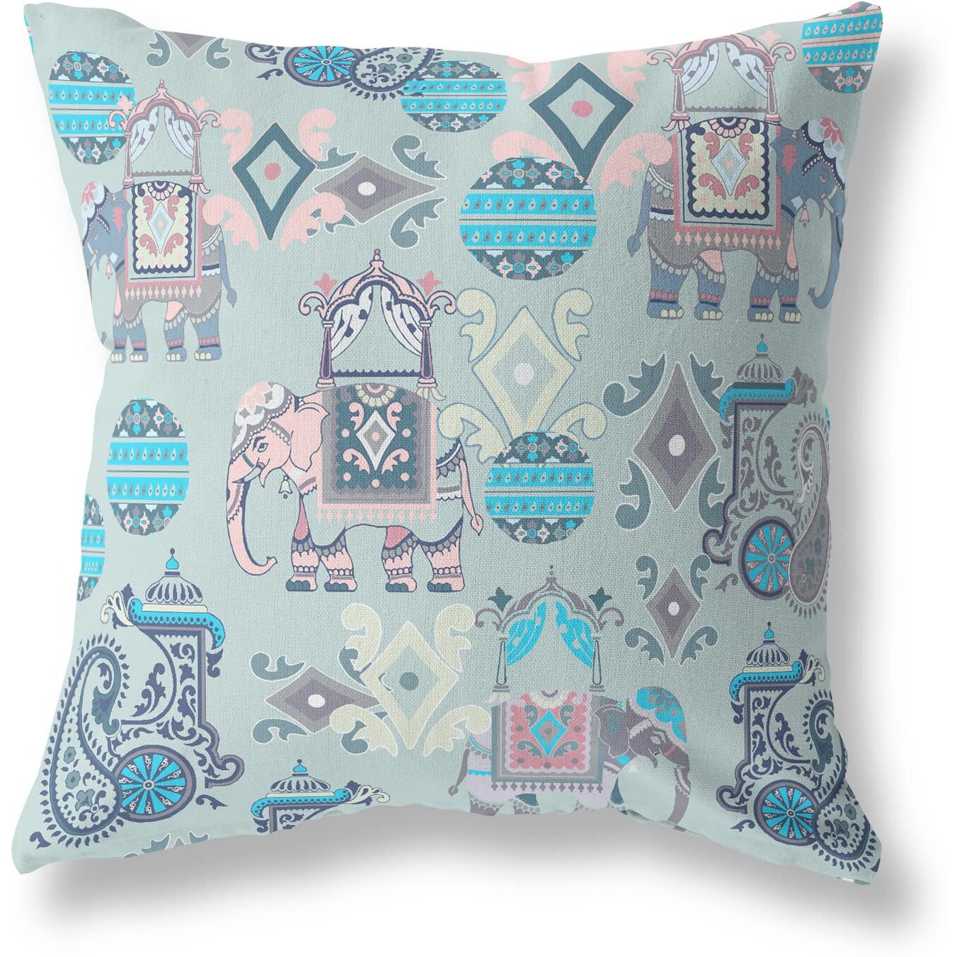 Amrita Sen Elephant Howdah Broadcloth Indoor Outdoor Pillow, Zippered, GrayPink