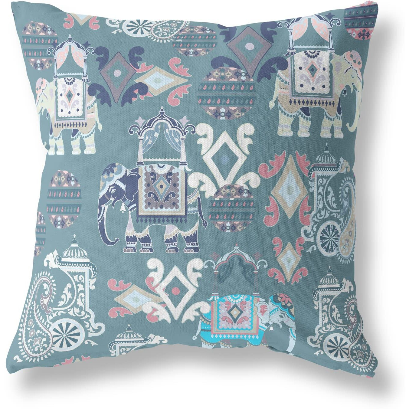 Amrita Sen Elephant Howdah Broadcloth Indoor Outdoor Pillow, Zippered, GrayWhite