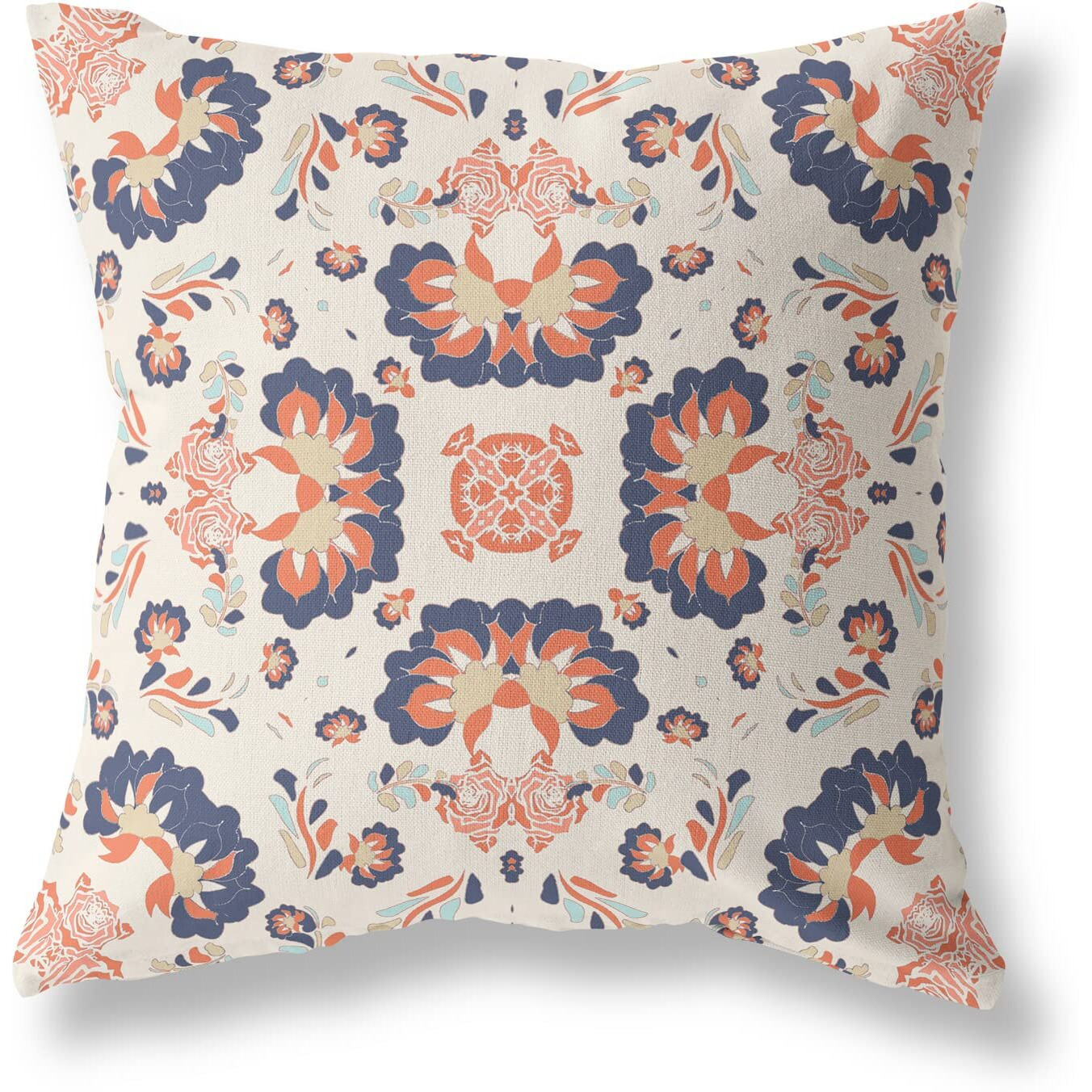 Amrita Sen Loyalty and Love Broadcloth Indoor Outdoor Pillow, Zippered, OffWhiteBlue