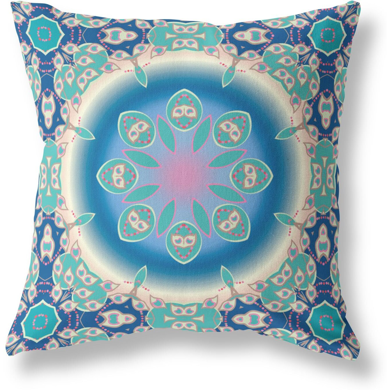 Amrita Sen Jewel Circle Broadcloth Indoor Outdoor Pillow, Zippered, BlueTurq