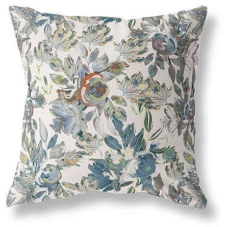 Amrita Sen Watercolor Lilac Bulb Broadcloth Indoor Outdoor Double Sided Cushion, Zippered, Green Grey