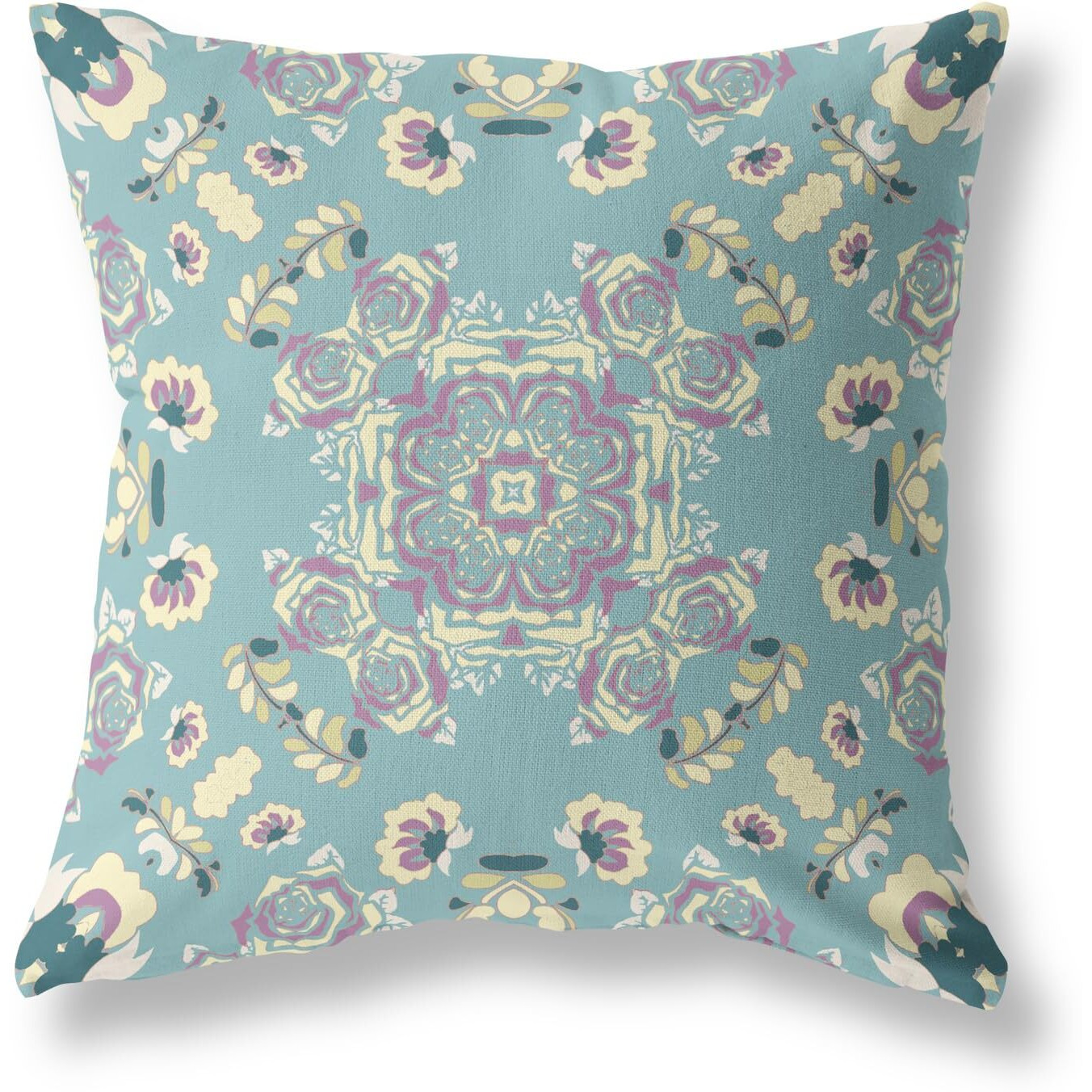Amrita Sen Rose Wreath Broadcloth Indoor Outdoor Pillow, Zippered, LightGreenYellow