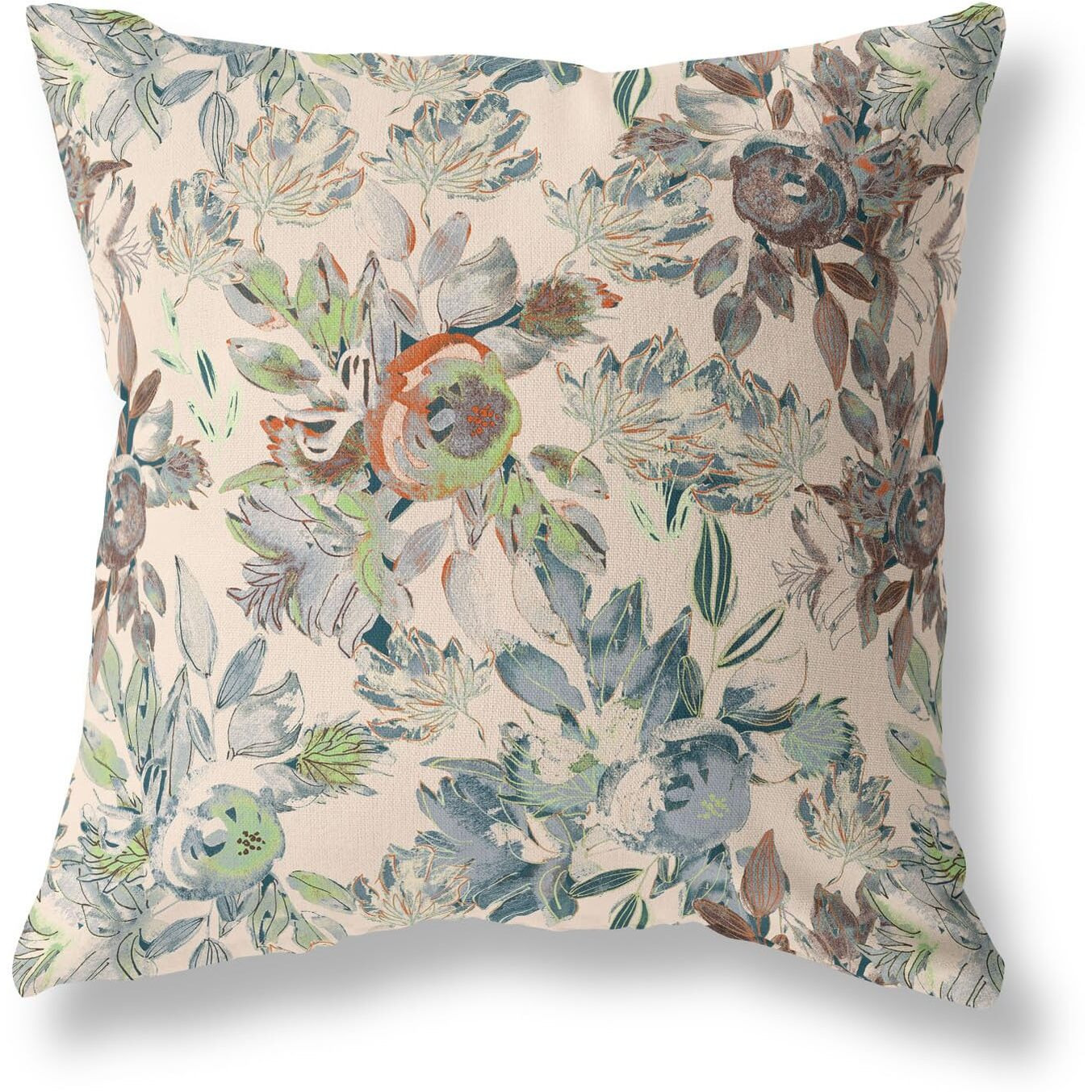 Amrita Sen Watercolor Lilac Bulb Broadcloth Indoor Outdoor Double Sided Cushion, Zippered, Green Brown