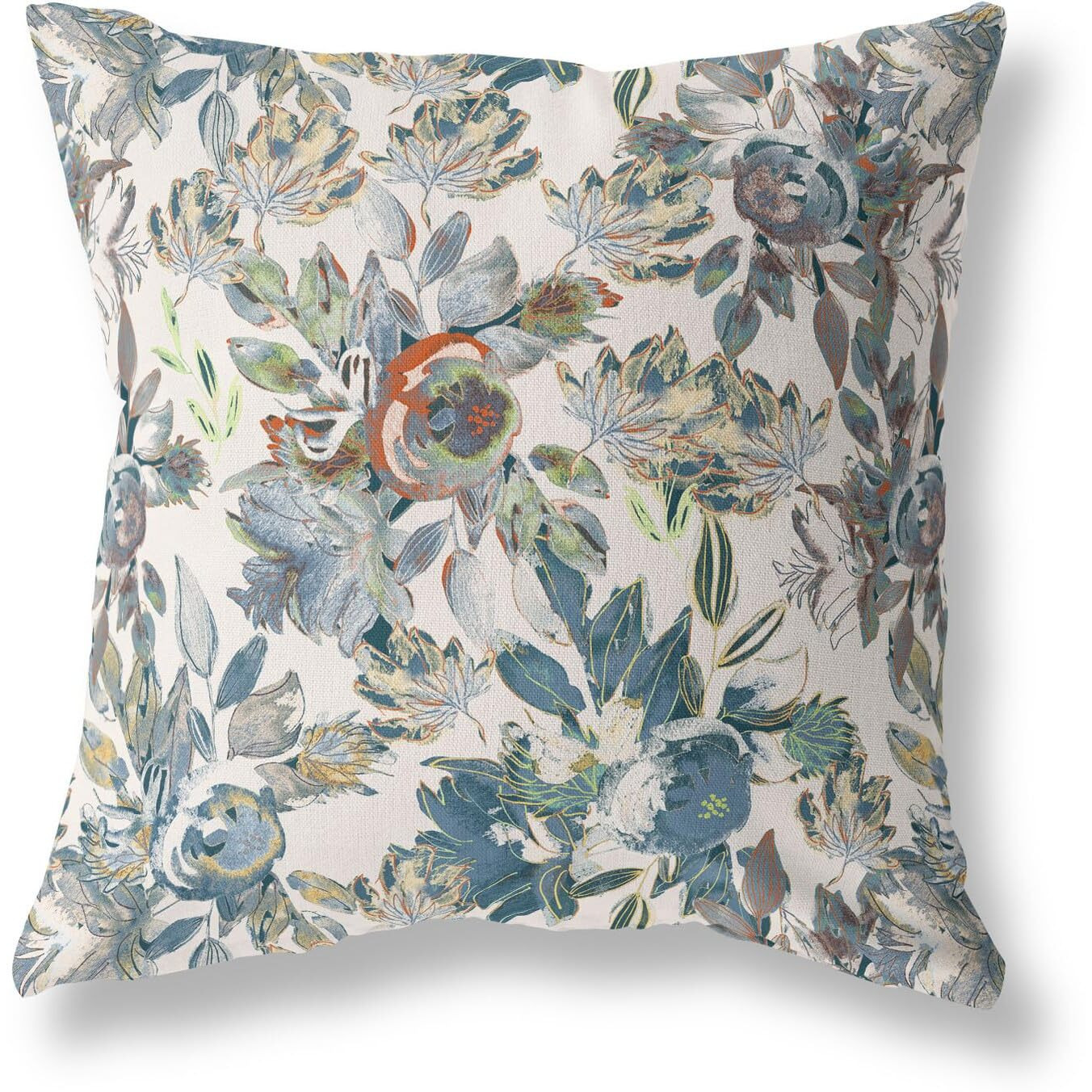 Amrita Sen Watercolor Lilac Bulb Broadcloth Indoor Outdoor Double Sided Cushion, Zippered, Green Grey