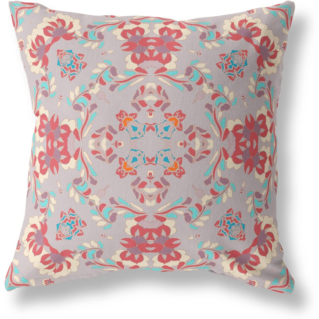Amrita Sen Earth and Heaven Suede Blown and Closed Pillow w/Insert in Purple and Red